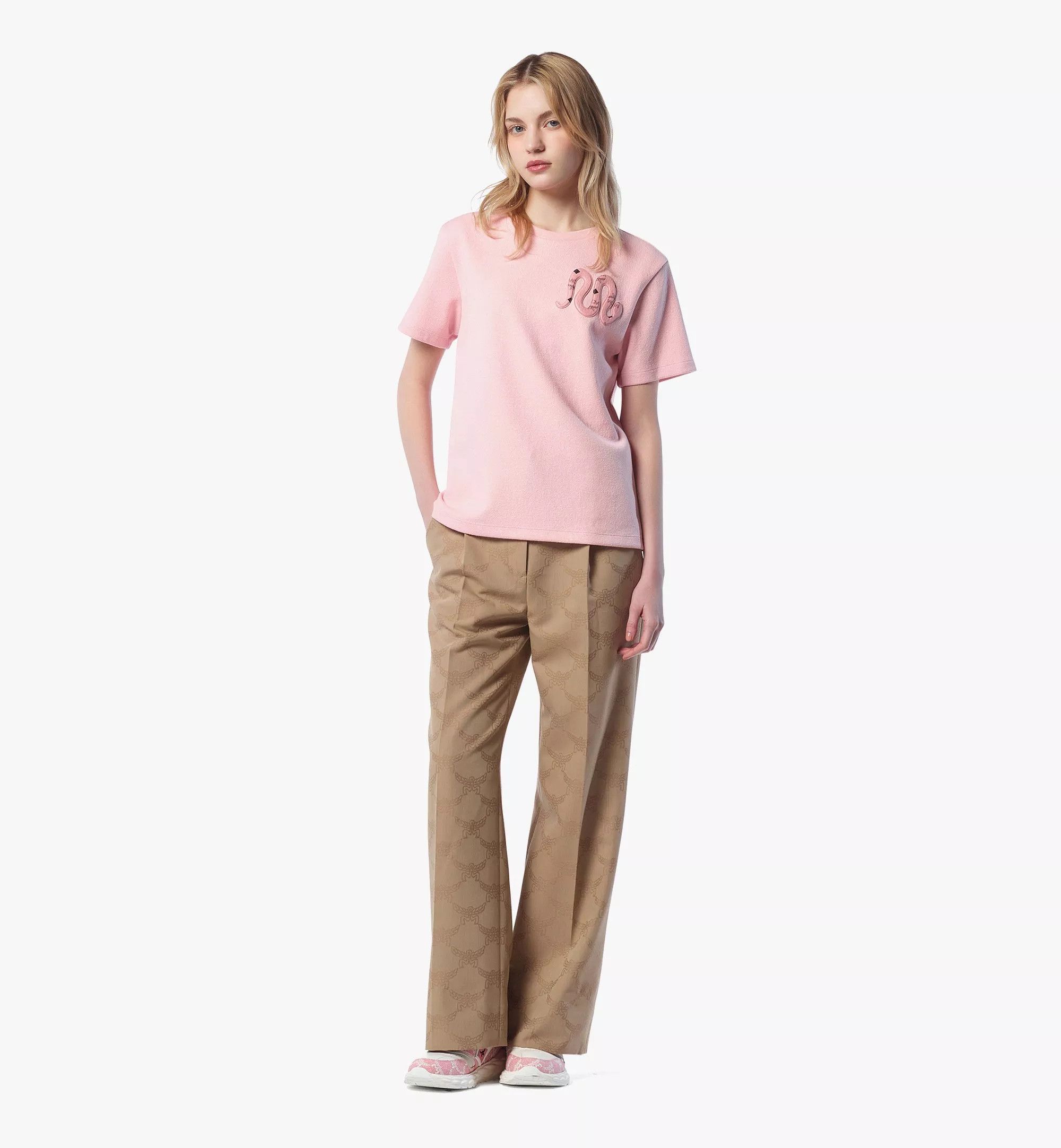 MCM o1mt1gz0925 Year of the Snake Bouclé T-Shirt in Soft Pink Size S / US 4 / IT 40 - 2 Thumbnail