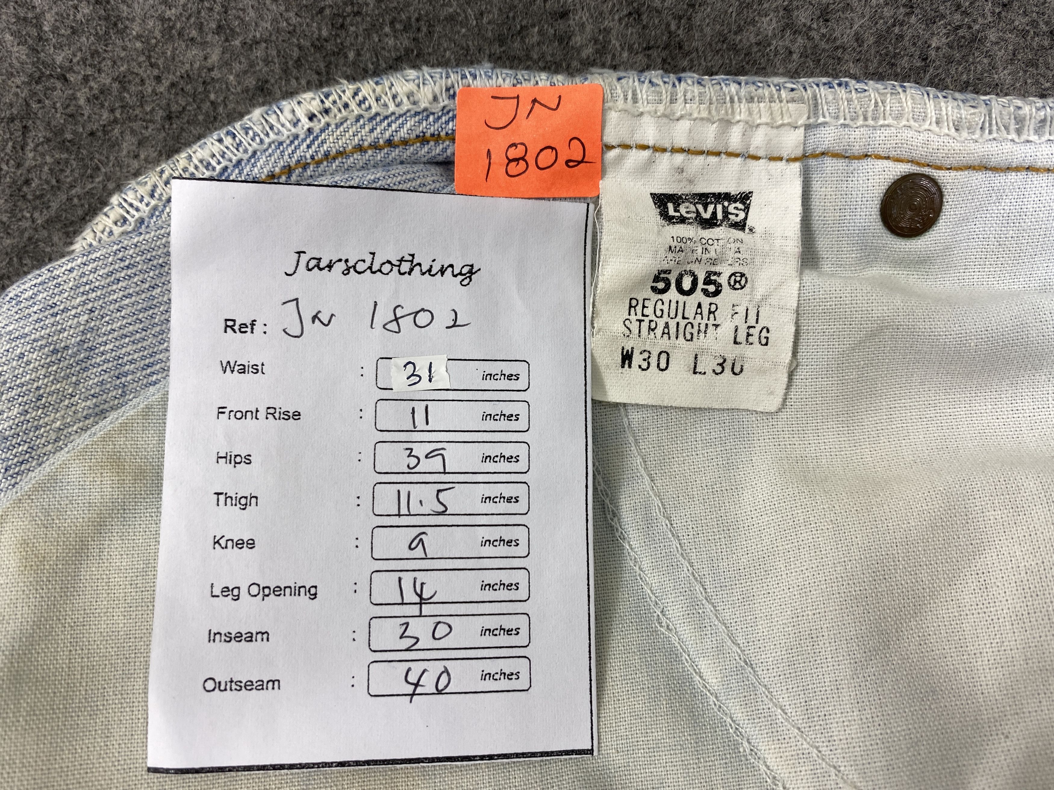 Levi's 90's Light Wash Vintage Levi's 505 USA 31x30 Denim -JN1802 Size US 31 - 8 Thumbnail