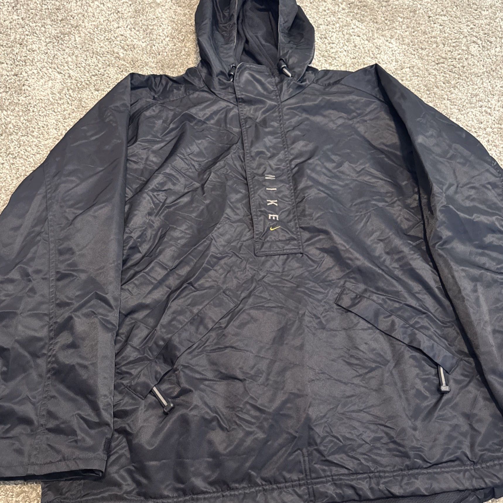 Nike VINTAGE Nike Hooded Jacket 90s Black Nylon Zip Large L Mens Anorak Pullover Half Zip Hooded Jacket Size US L / EU 52-54 / 3 - 5 Thumbnail