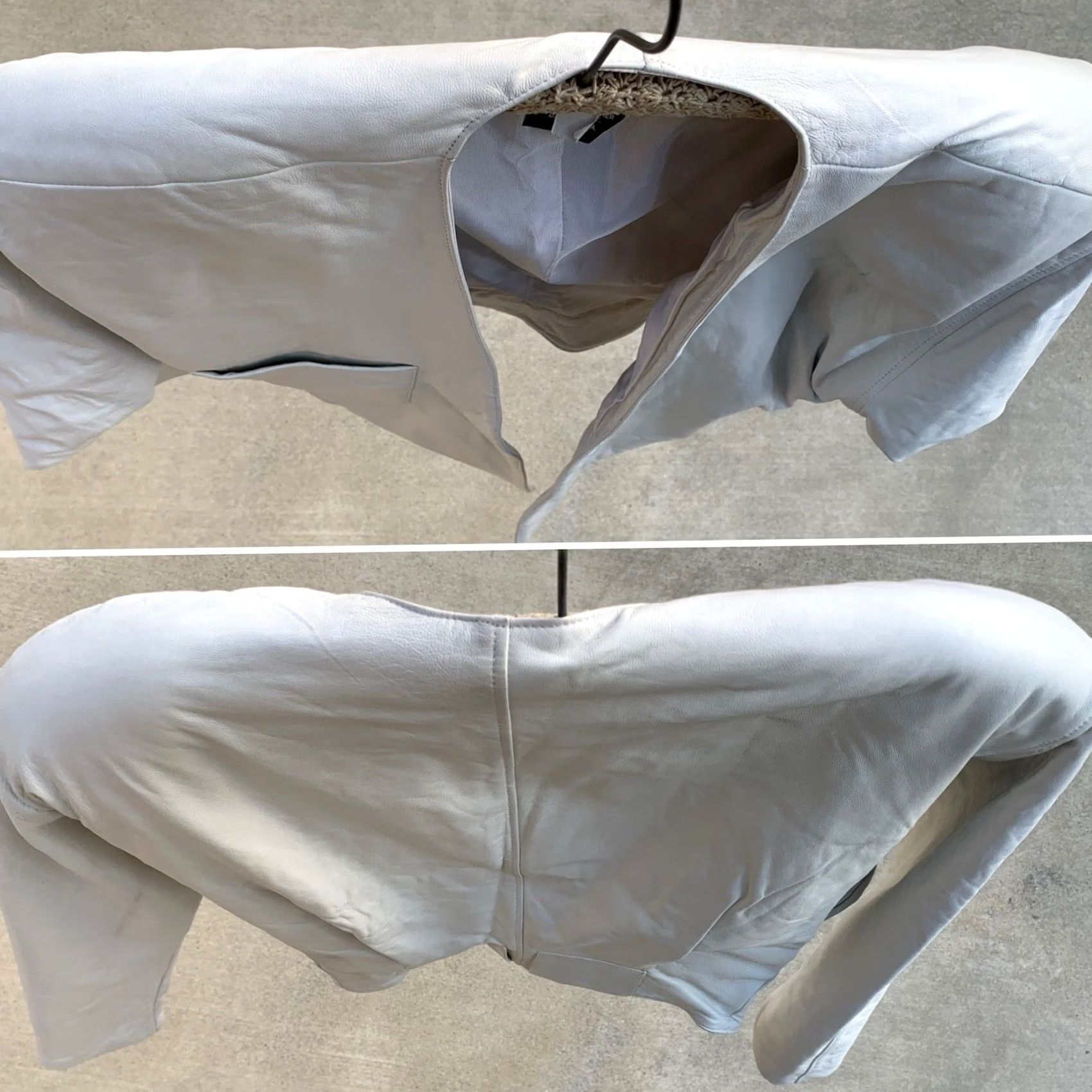 Vintage VINTAGE Leather Jacket White Cropped 80s Shoulder Pads Size S Or M Women Size M / US 6-8 / IT 42-44 - 4 Thumbnail