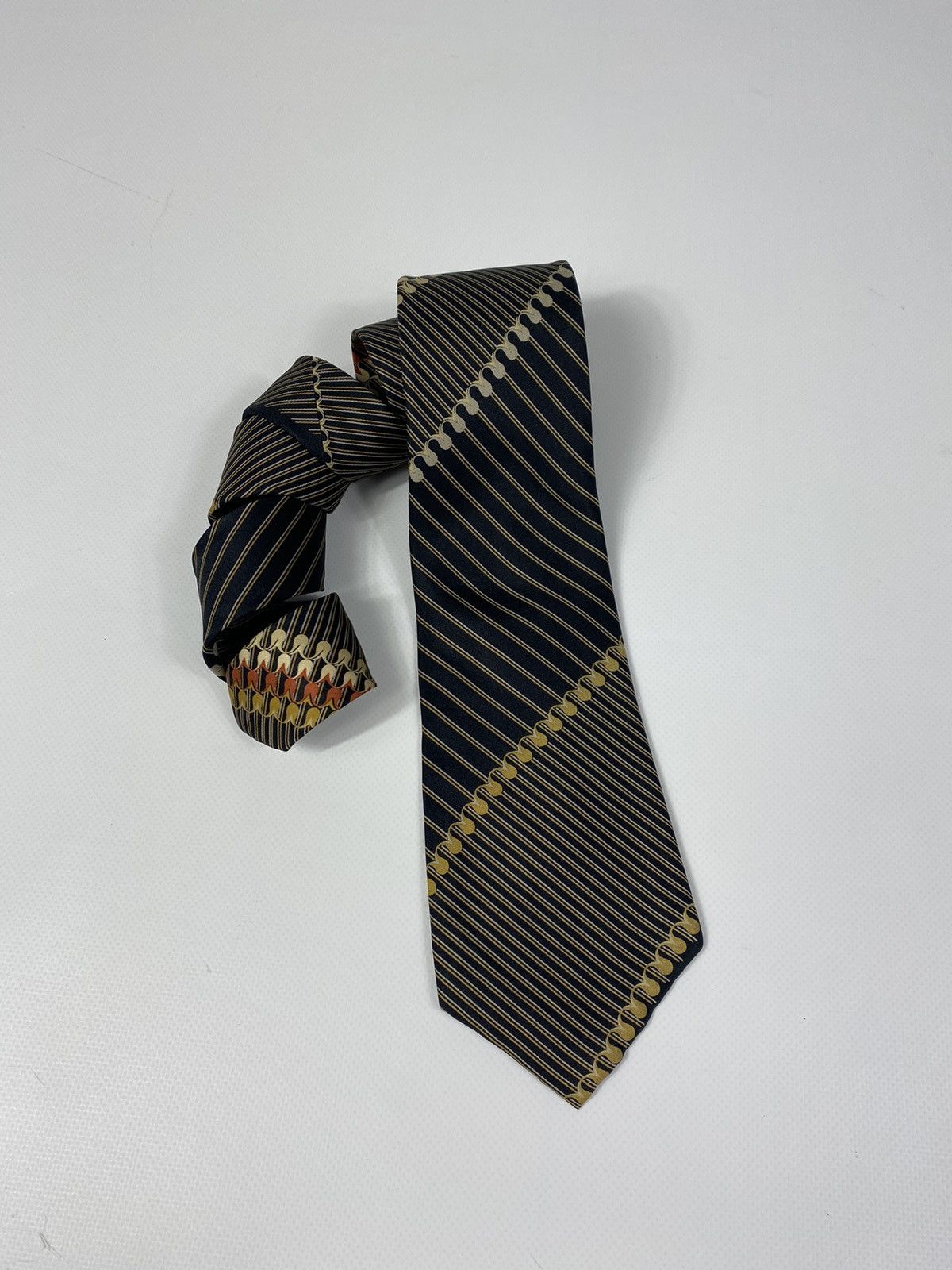 Christian Dior Monsieur 🔥LASTDROP🔥 Vintage 70s 80s Dior Abstract Striped Silk Tie Size ONE SIZE - 10 Thumbnail