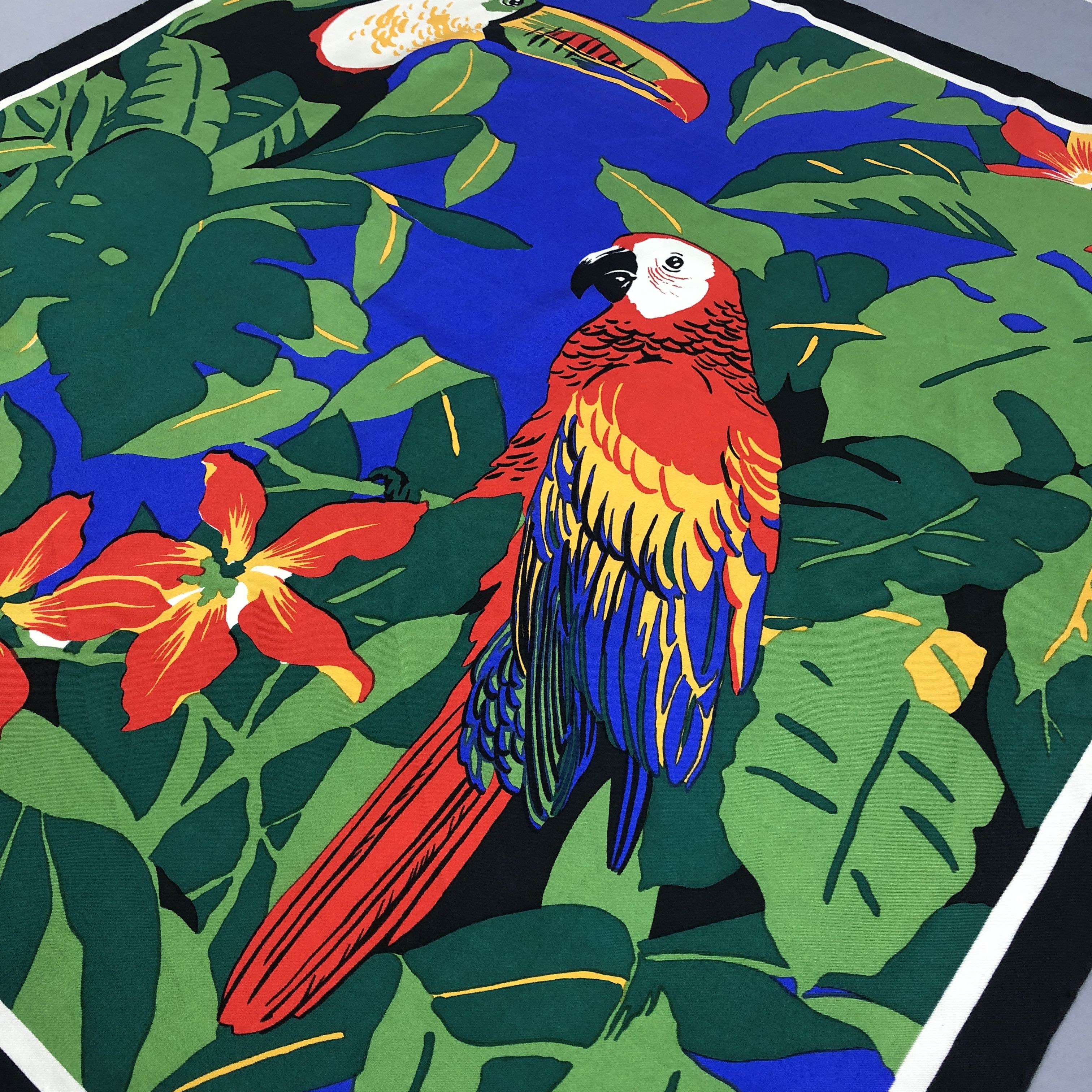 Other × Vintage Vintage Parrots SILK Scarf Twill Stole Wraps Scarves Size ONE SIZE - 3 Thumbnail