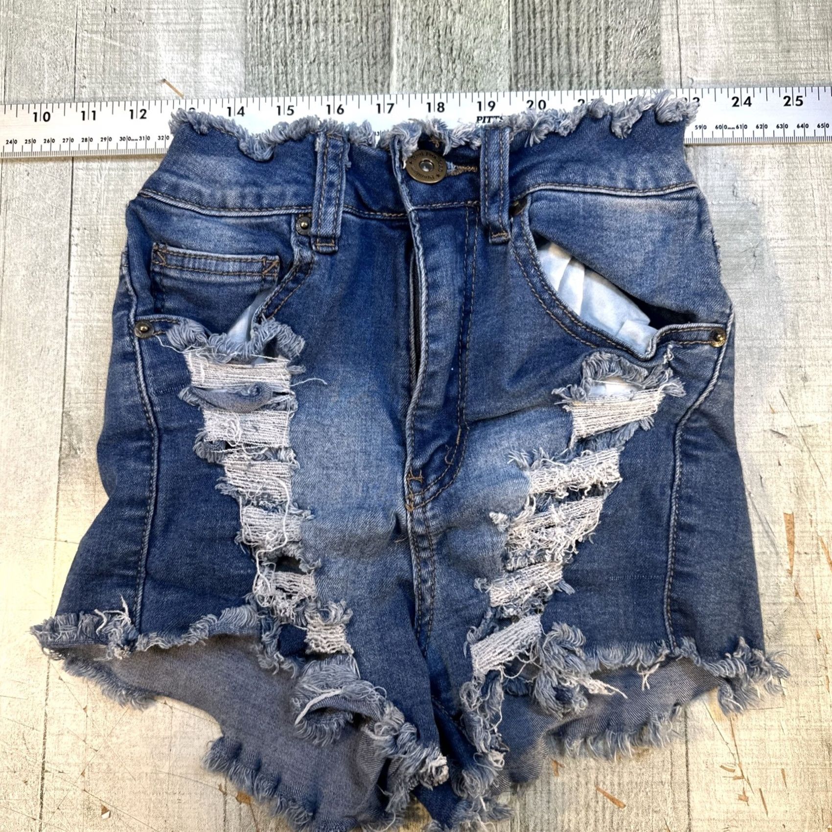 Denime Red Fox Denim Jean Shorts Size Small Stretchy Destroyed Women Jeans Shorts S Blue Cotton Polyester Zip Pocket Mid Rise Casual Activewear Summer Women Size 28" / US 6 / IT 42 - 2 Thumbnail
