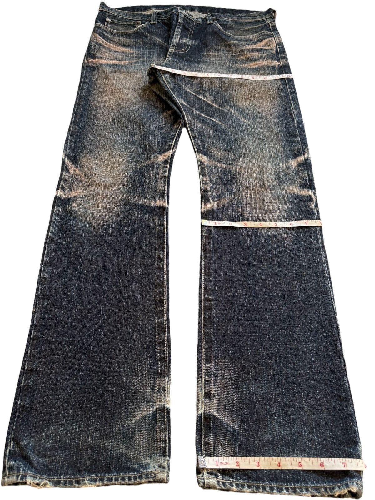 Takeo Kikuchi Vintage Takeo Kikuchi Rusty Mud Wash Distressed Bootcut Jean Size US 35 - 15 Thumbnail