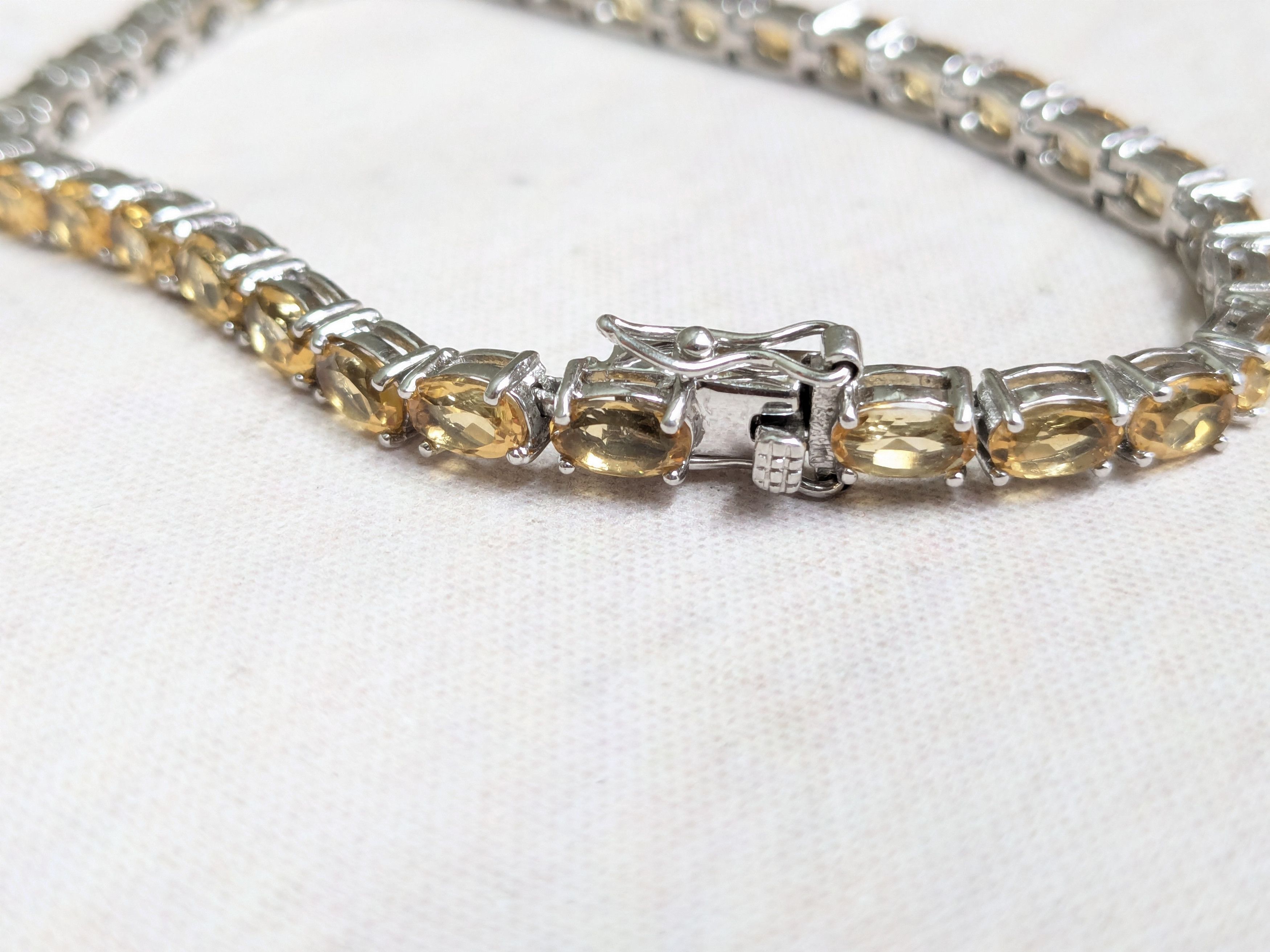 Sterling Silver Sterling Silver Tennis Bracelet Yellow Citrine Oval 8 Size ONE SIZE - 8 Thumbnail