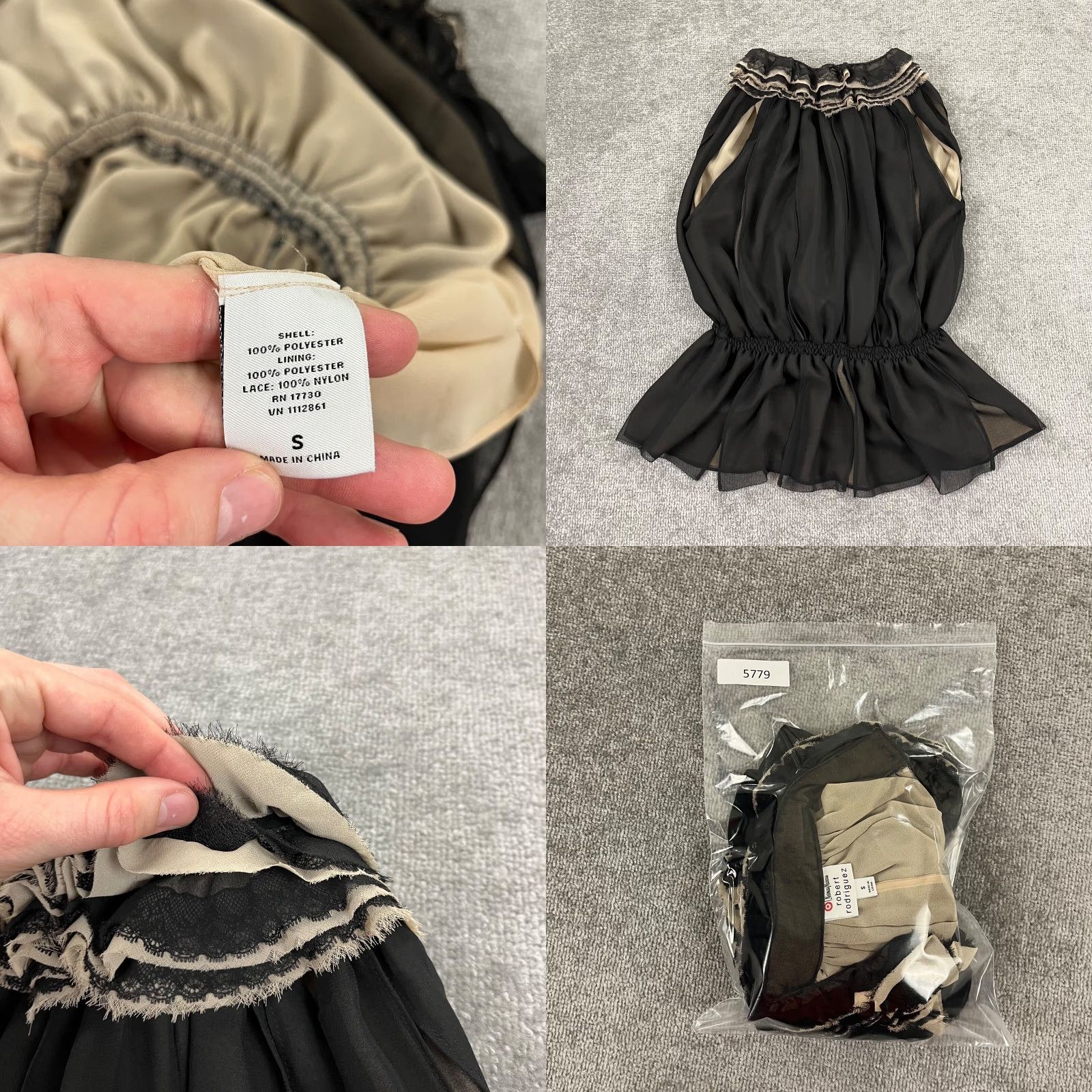 Neiman Marcus NEIMAN MARCUS Top Women Small Black Ruffled Georgette Sleeveless Prom Rodriguez Size S / US 4 / IT 40 - 8 Thumbnail