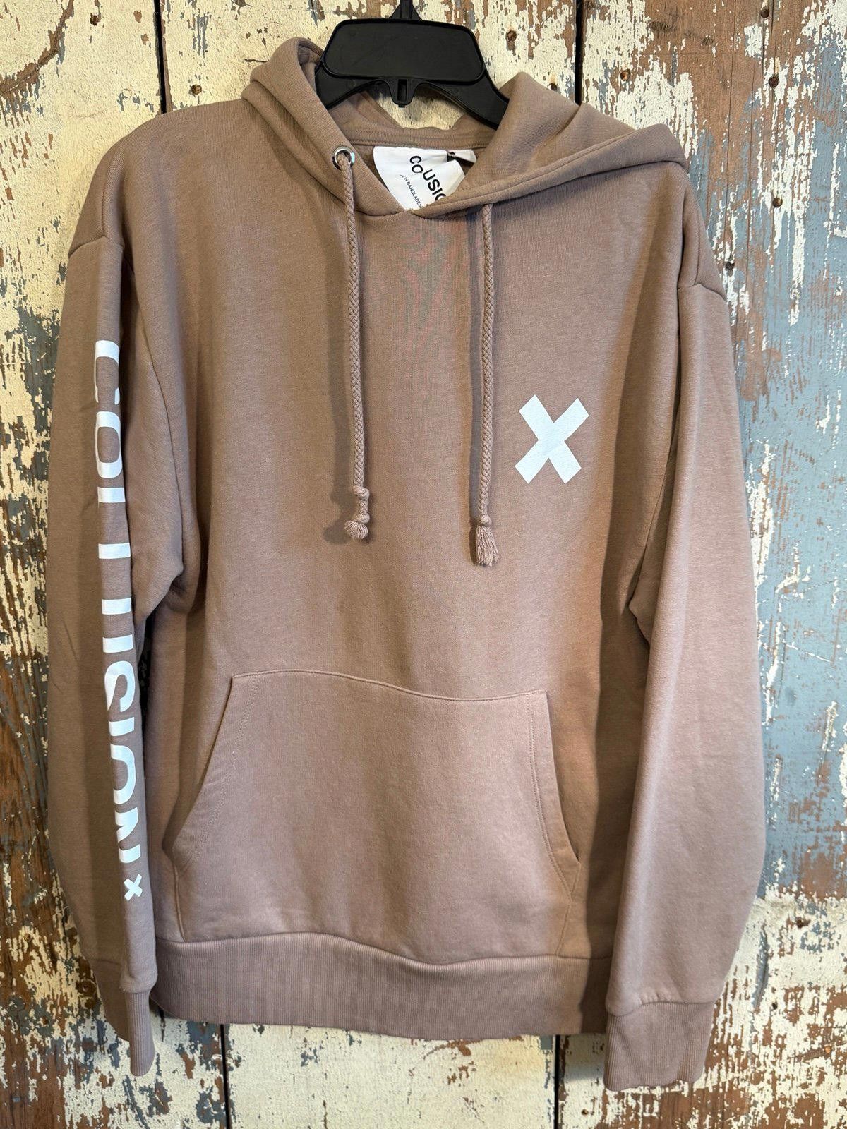 Designer COLLUSION unisex logo hoodie in brown/tan, size small Size US S / EU 44-46 / 1 - 1 Thumbnail