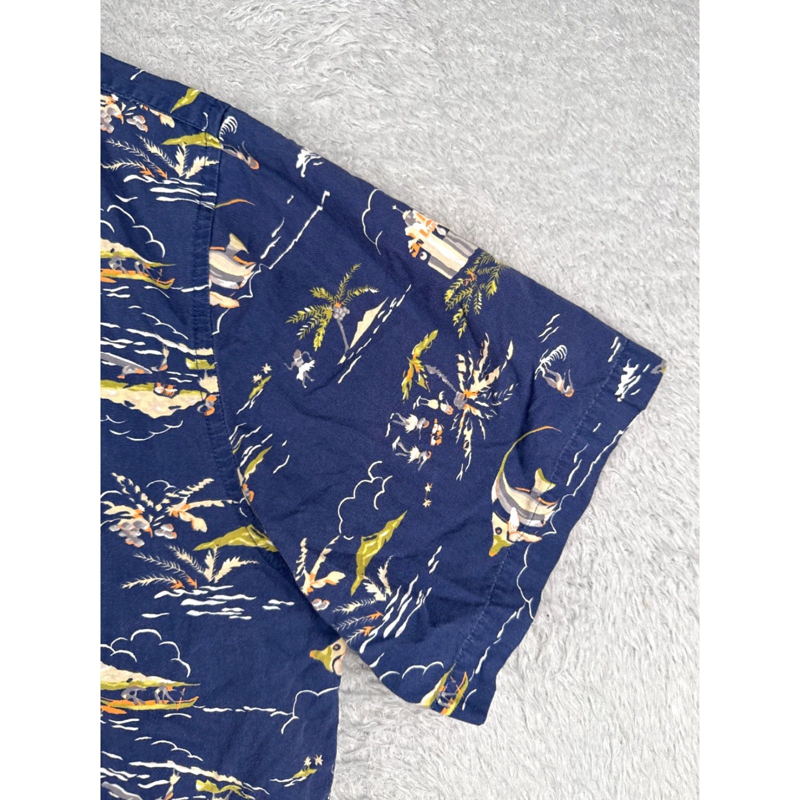 Old Navy VINTAGE Old Navy Shirt Men XL Blue Palm Surf Luau Hawaiian Cotton Button-Up Short Sleeve Reg Regular 44in Chest Mens Size US XL / EU 56 / 4 - 3 Thumbnail