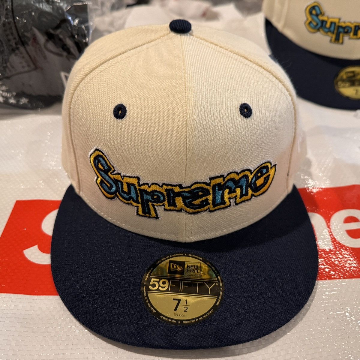 Supreme Gonz Logo New Era® Natural 7 1/2 New Era × Supreme Supreme Gonz logo new era size 7 1/2 | Grailed