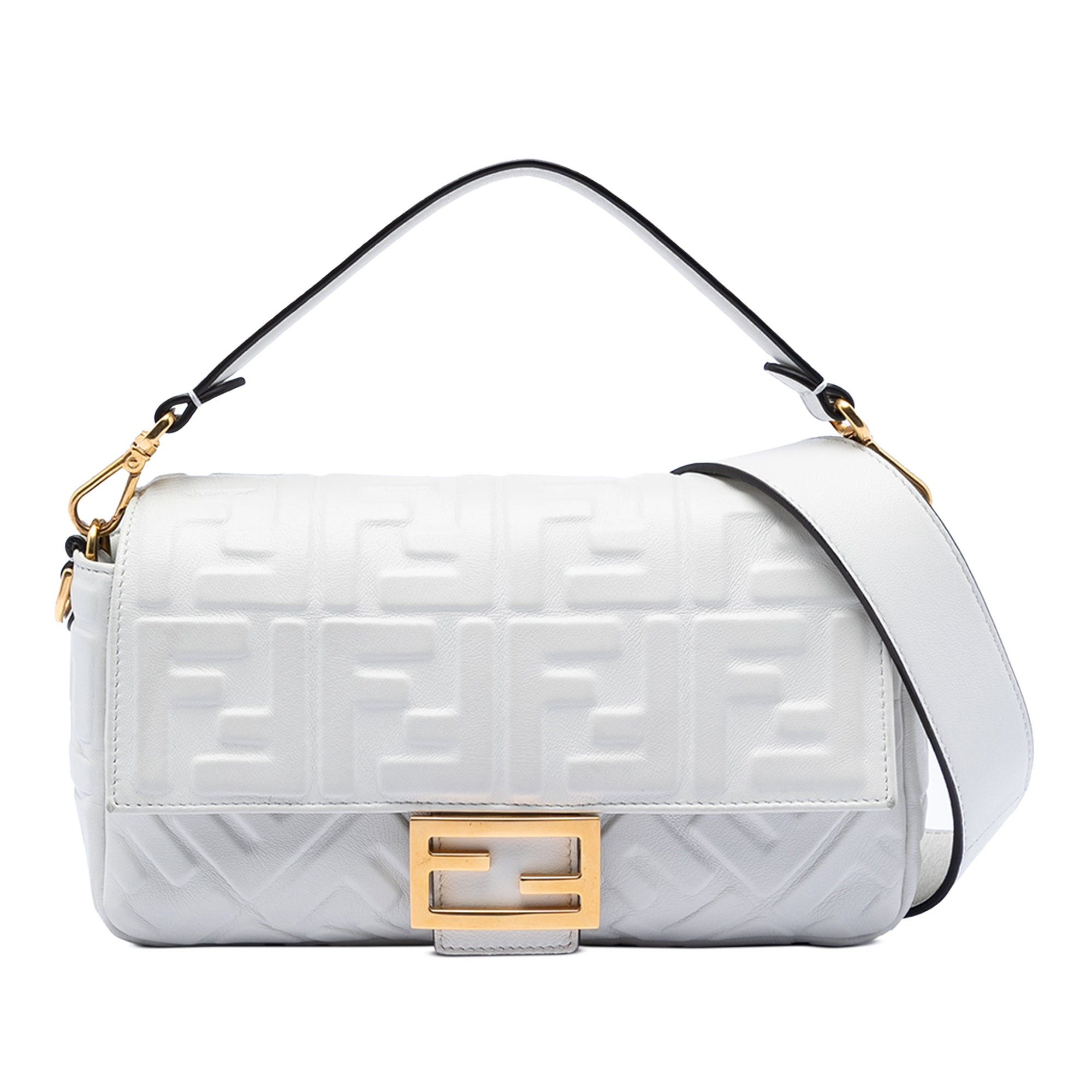 Zucca Embossed Leather Baguette Satchel