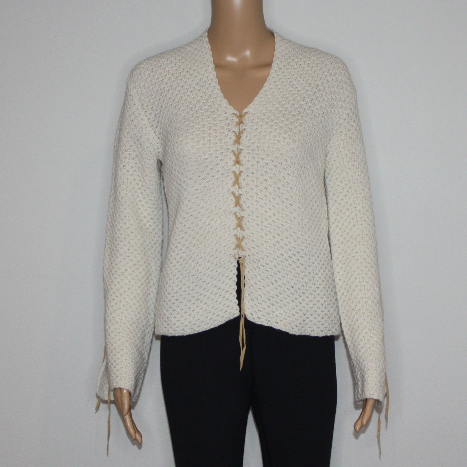 Other Cream Color Knit Sweater with Lace-up Details NWOT Size S / US 4 / IT 40 - 5 Thumbnail
