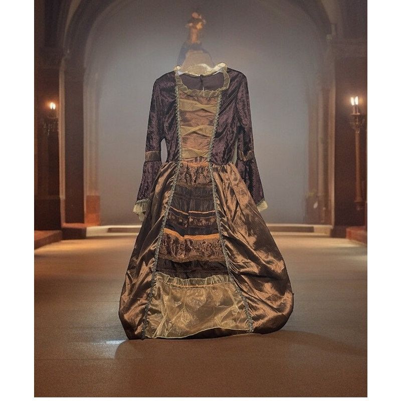 Unknown London Brown Historic Dress Colonial 1700's Costume Ballgown Sz S Size S / US 4 / IT 40 - 1 Thumbnail