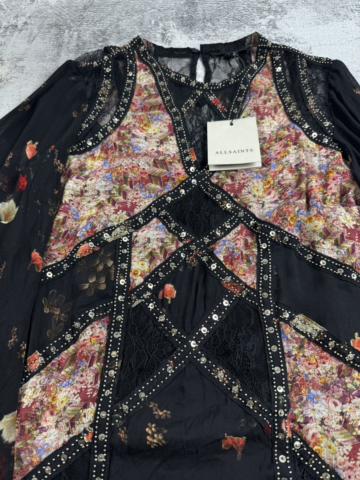 Allsaints AllSaints Lucia Kora Dress Viscose US 6 UK 10 NEW Floral Button Design Tunic Size M / US 6-8 / IT 42-44 - 7 Thumbnail