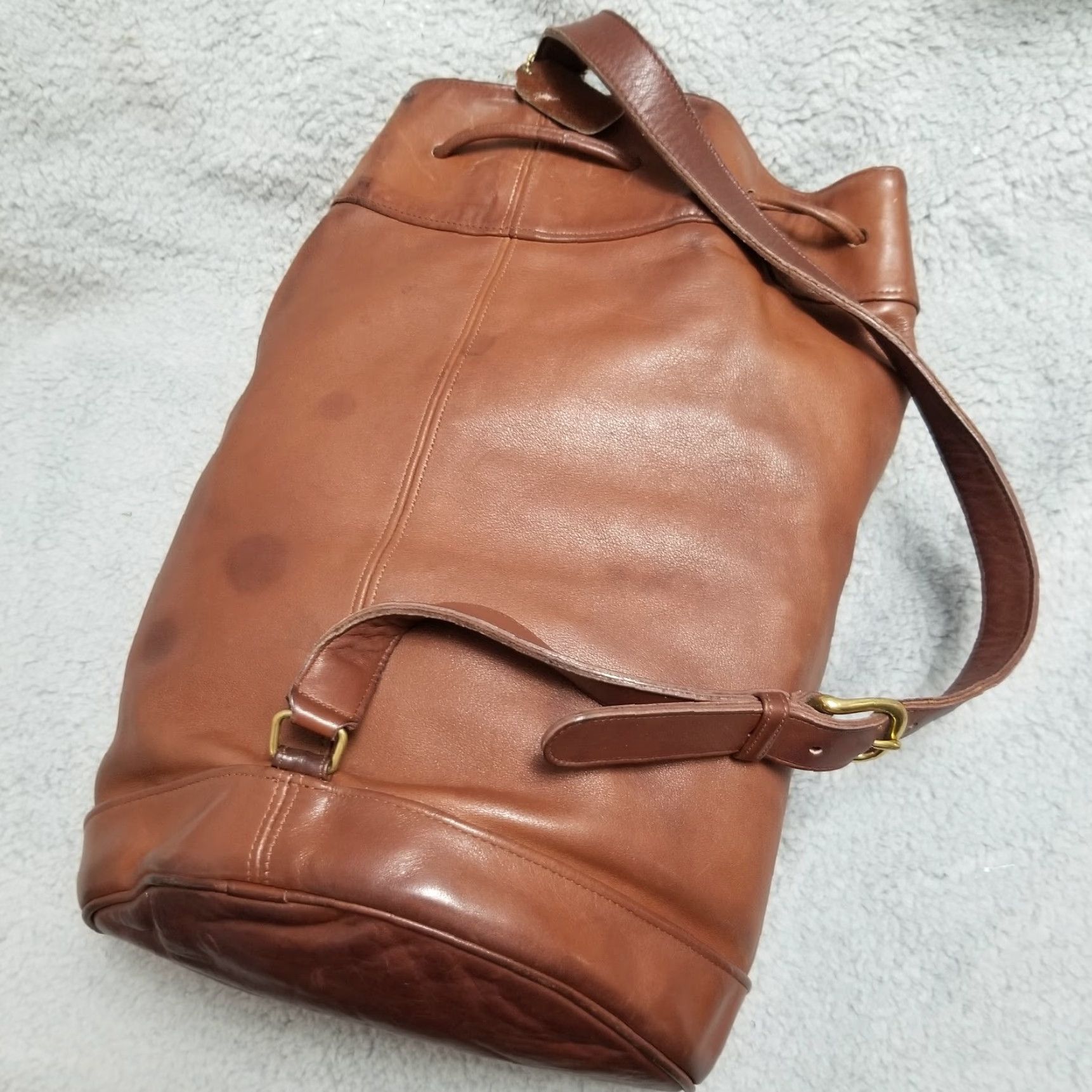 Coach VINTAGE Coach Duffle Bag Medium Brown Leather 90s Classic USA Womens Size ONE SIZE - 3 Thumbnail
