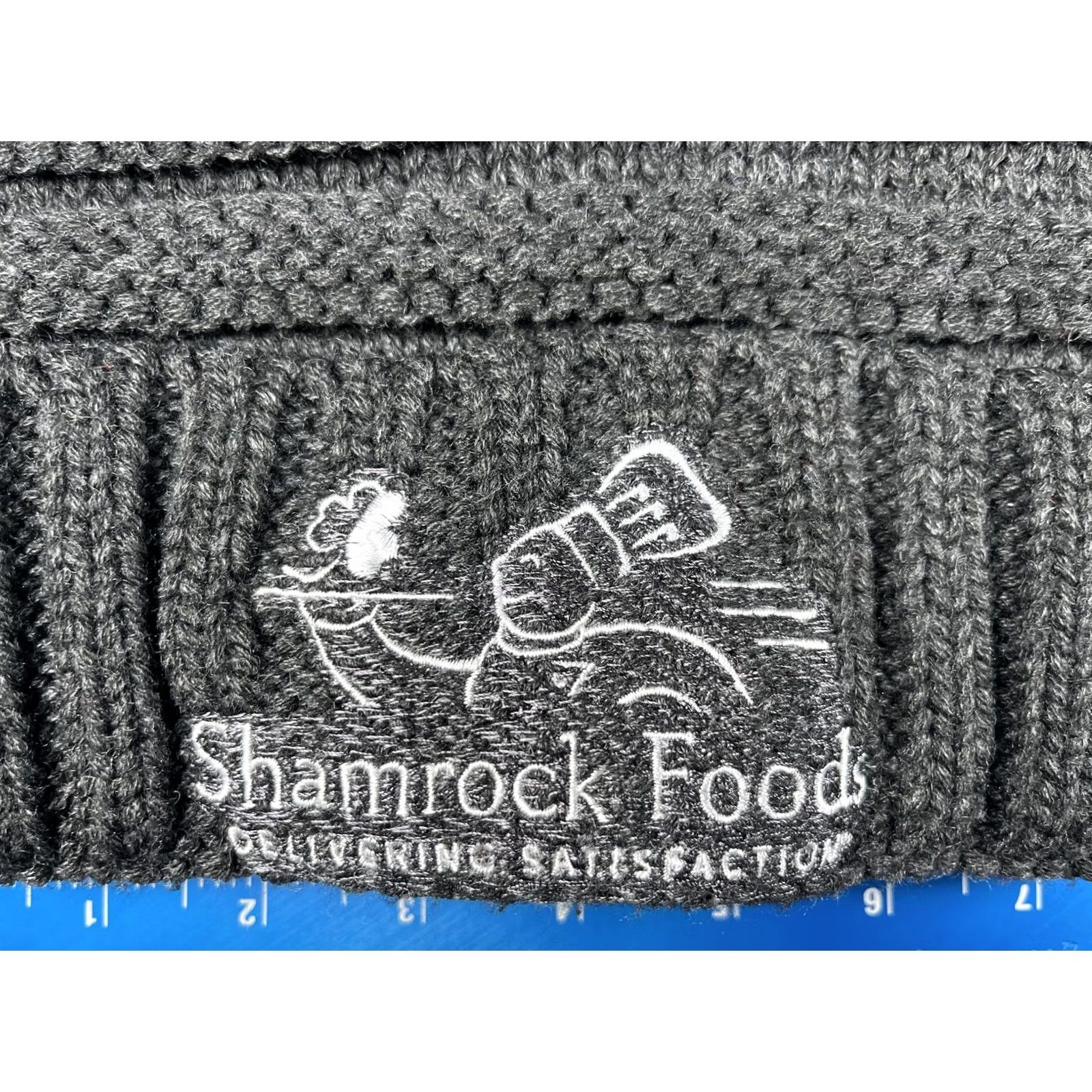 Vintage Simplicity Mens Beanie Hat Knit Gray One Size Shamrock Foods Logo Embroidered Winter Warm Cuffed Size ONE SIZE - 2 Thumbnail