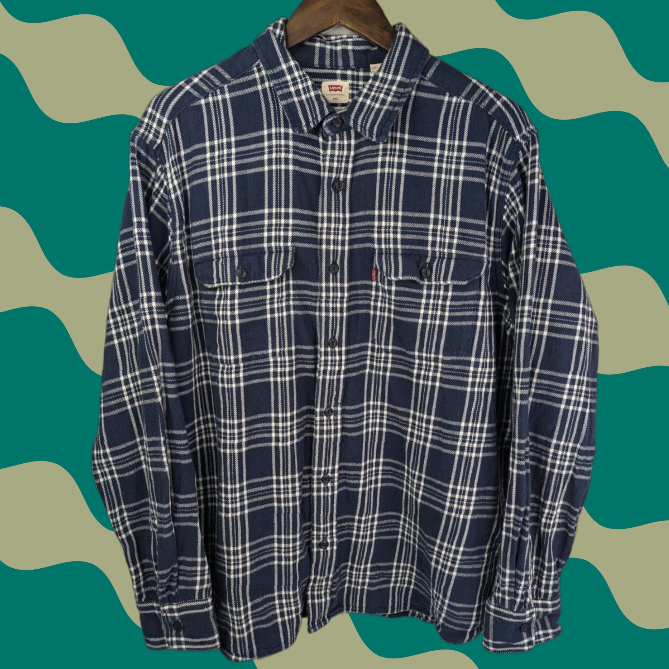 Levi's VINTAGE Levi's Shirt Plaid Button-Up 2XL Cotton Flannel Long Sleeve Men’s Regular Size US XXL / EU 58 / 5 - 1 Thumbnail