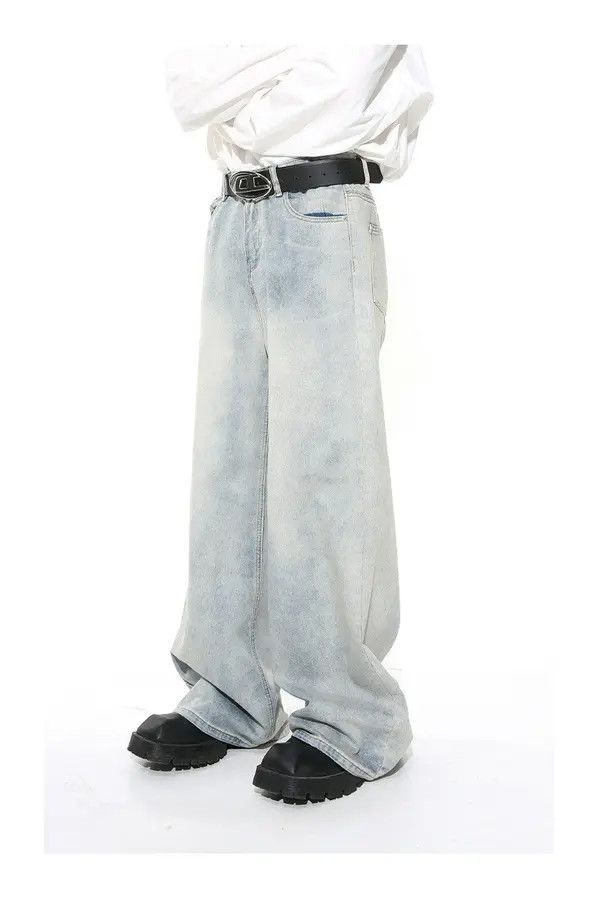 Japanese Brand Kurusu x Aika Washed light blue straight distressed jeans Size US 32 / EU 48 - 4 Thumbnail