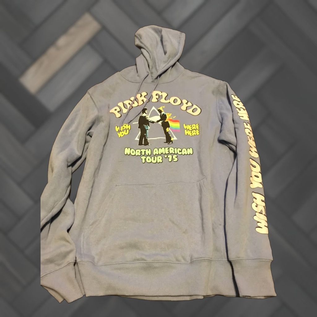 Vintage Pink Floyd Hoodie Mens M Blue Wish You Were Here North American Tour '75 Band Shirt Size US M / EU 48-50 / 2 - 1 Thumbnail