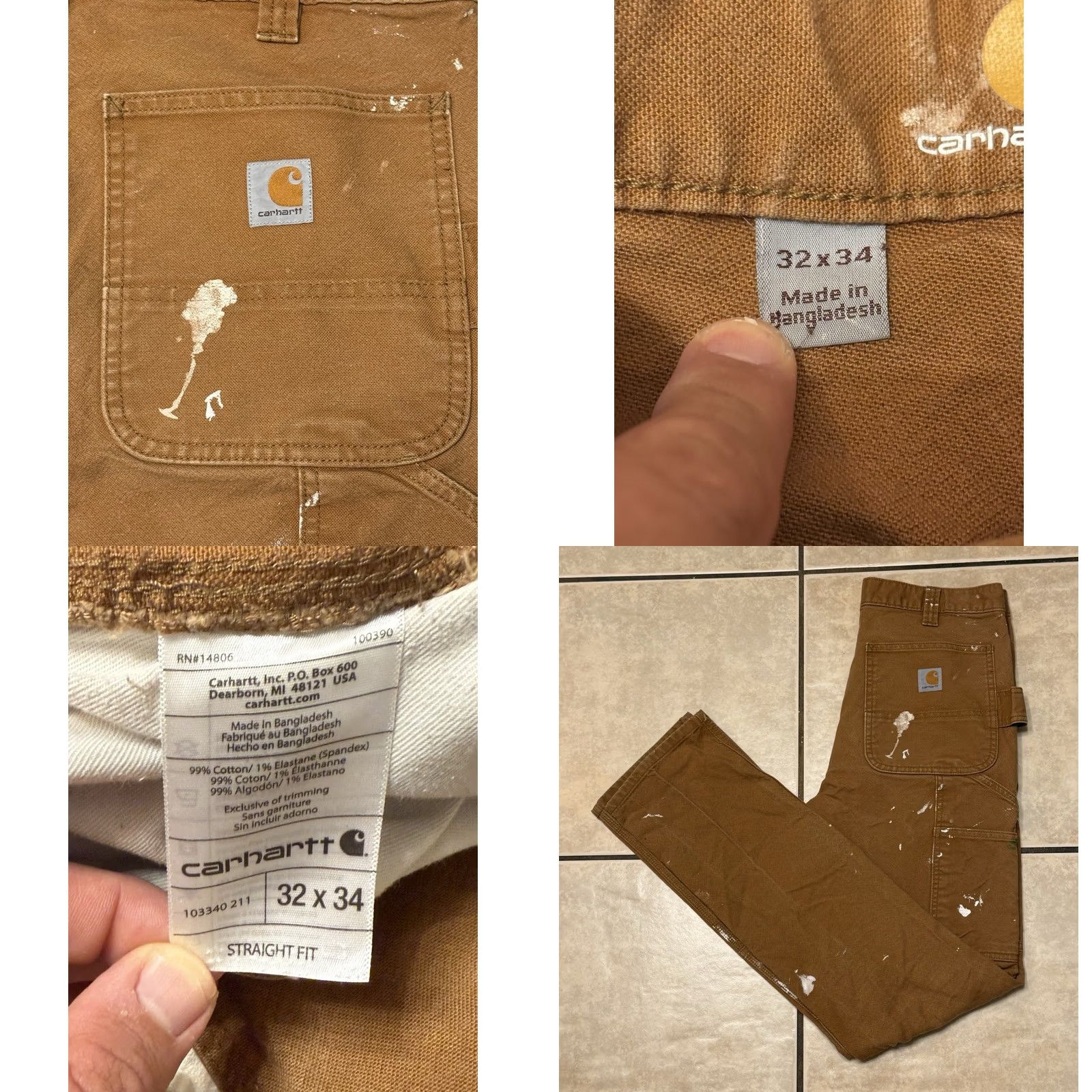 Carhartt VINTAGE Philadelphia Eagles Paint Splatter Carhartt Double Knee Canvas Work Pants 32x34 Size US 32 / EU 48 - 8 Thumbnail