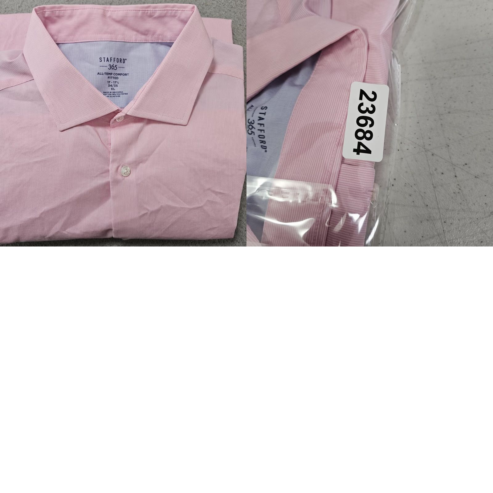 Stafford Stafford Shirt Mens XL 17.5 34/35 Pink Pinstripe 365 Comfort Stretch Fitted Size US XL / EU 56 / 4 - 8 Thumbnail