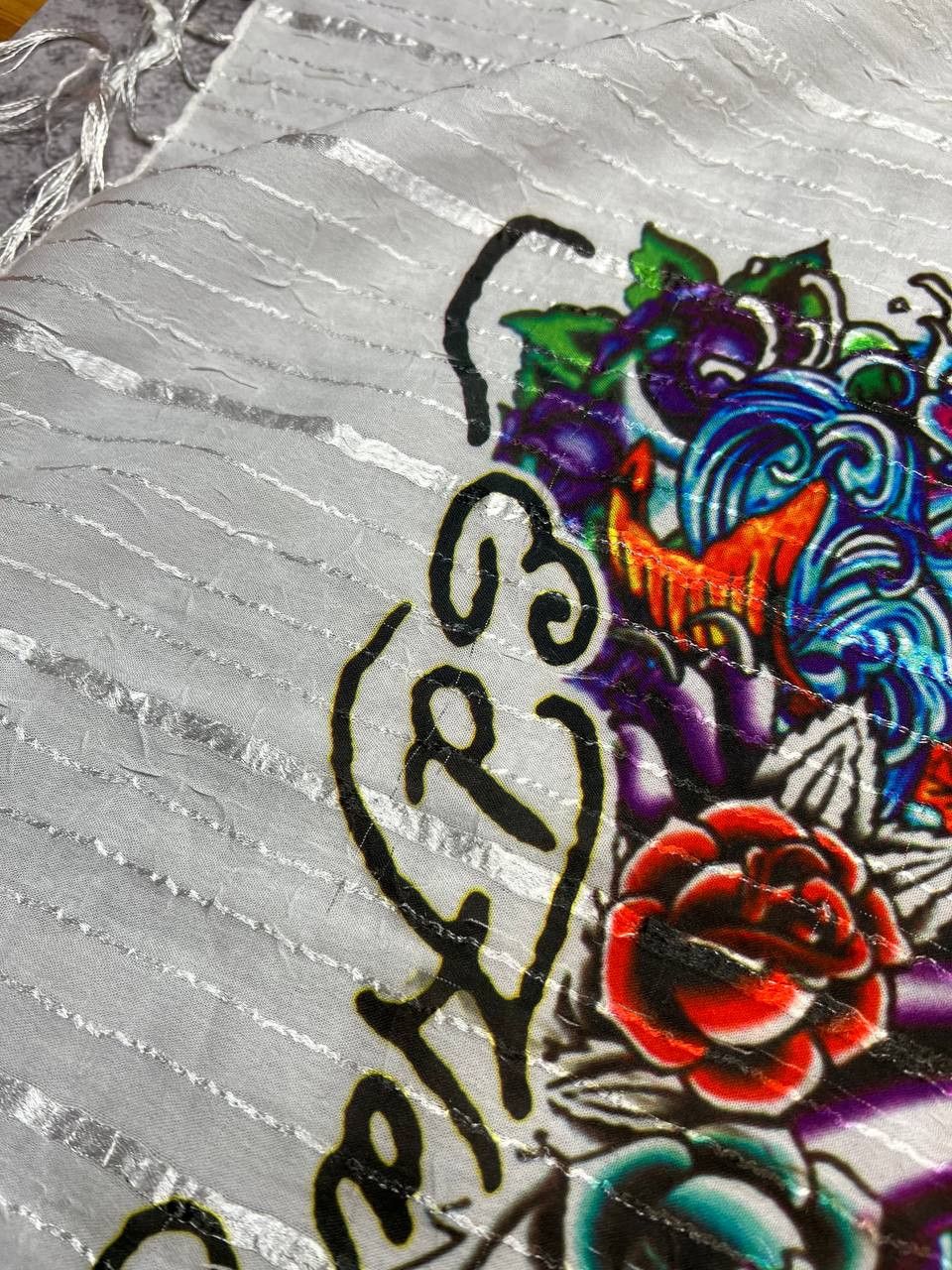 Ed Hardy Vintage Ed Hardy by Christian Audigier Silk Scarf Y2K Size ONE SIZE - 6 Thumbnail