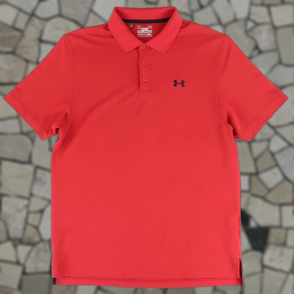 Under Armour Under Armour Heatgear Loose Stretch Polyester Solid Polo Shirt Red Men's L Size US L / EU 52-54 / 3 - 1 Thumbnail