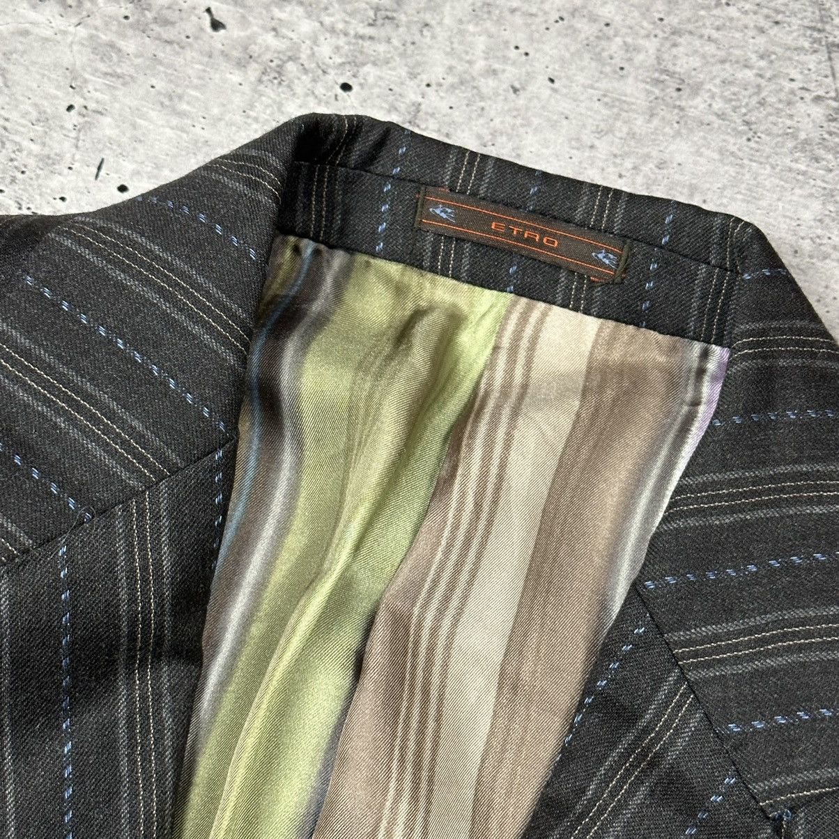 Designer × Etro Etro Milano Jacket Blazer Stripes Wool Lana Brown Men’s Size 48R - 9 Thumbnail