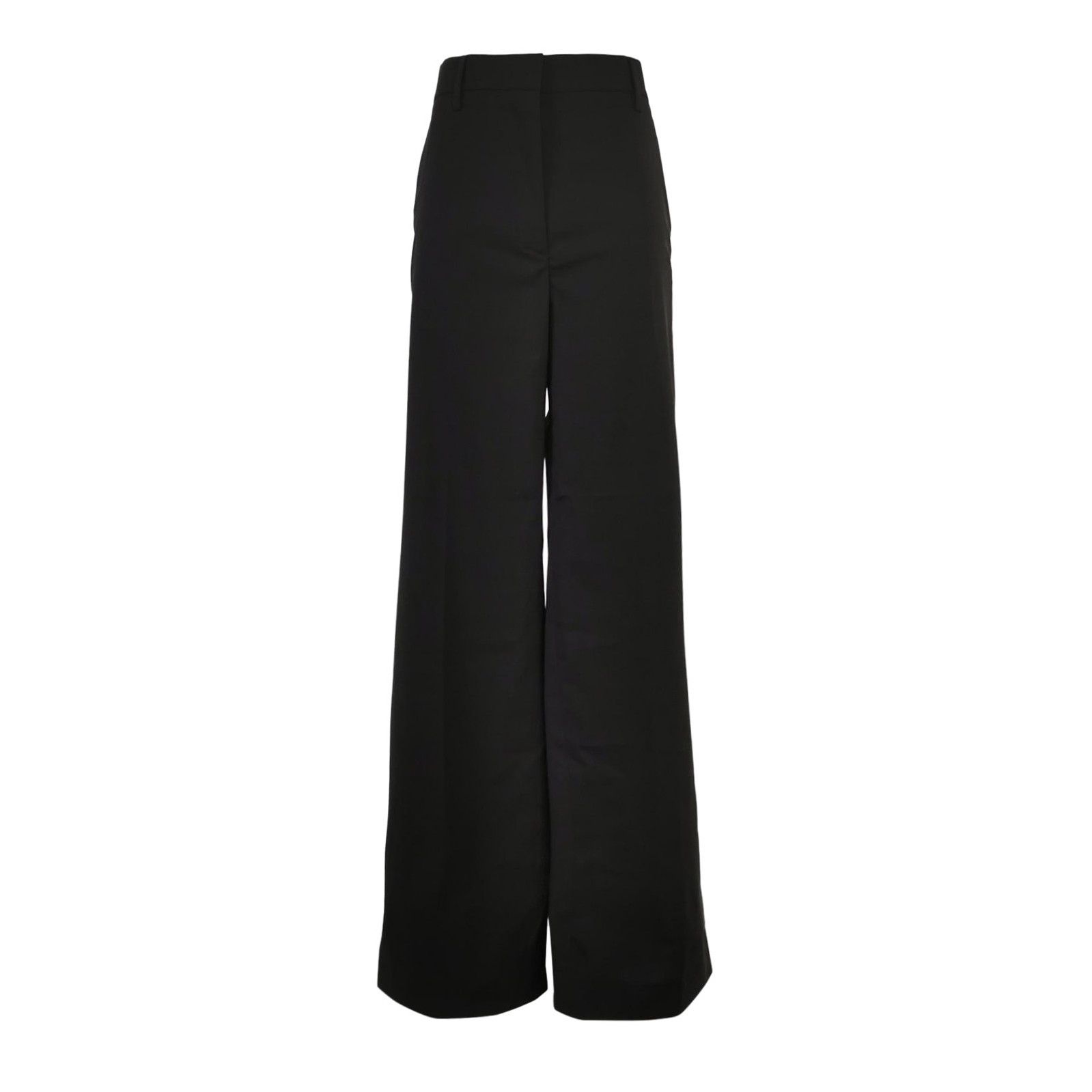 Prada Prada Black Wool Blend Wide-Leg Trousers 0089 Size 40" / US 18 - 1 Thumbnail
