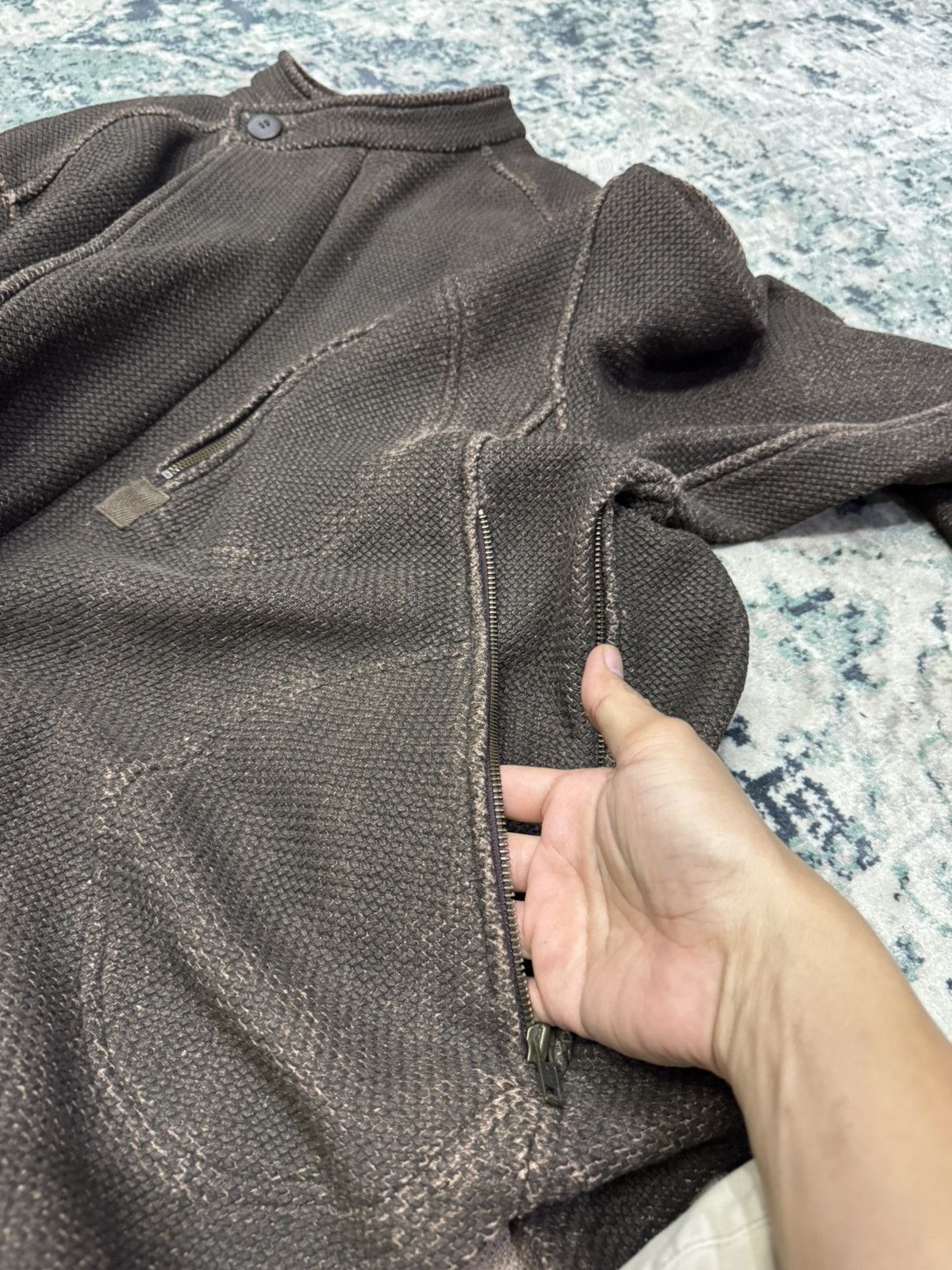 Issey Miyake 1982 ISSEY MIYAKE WAXED UPHOLSTERY SACK PATTERN HEAVY JACKET Size US L / EU 52-54 / 3 - 3 Thumbnail