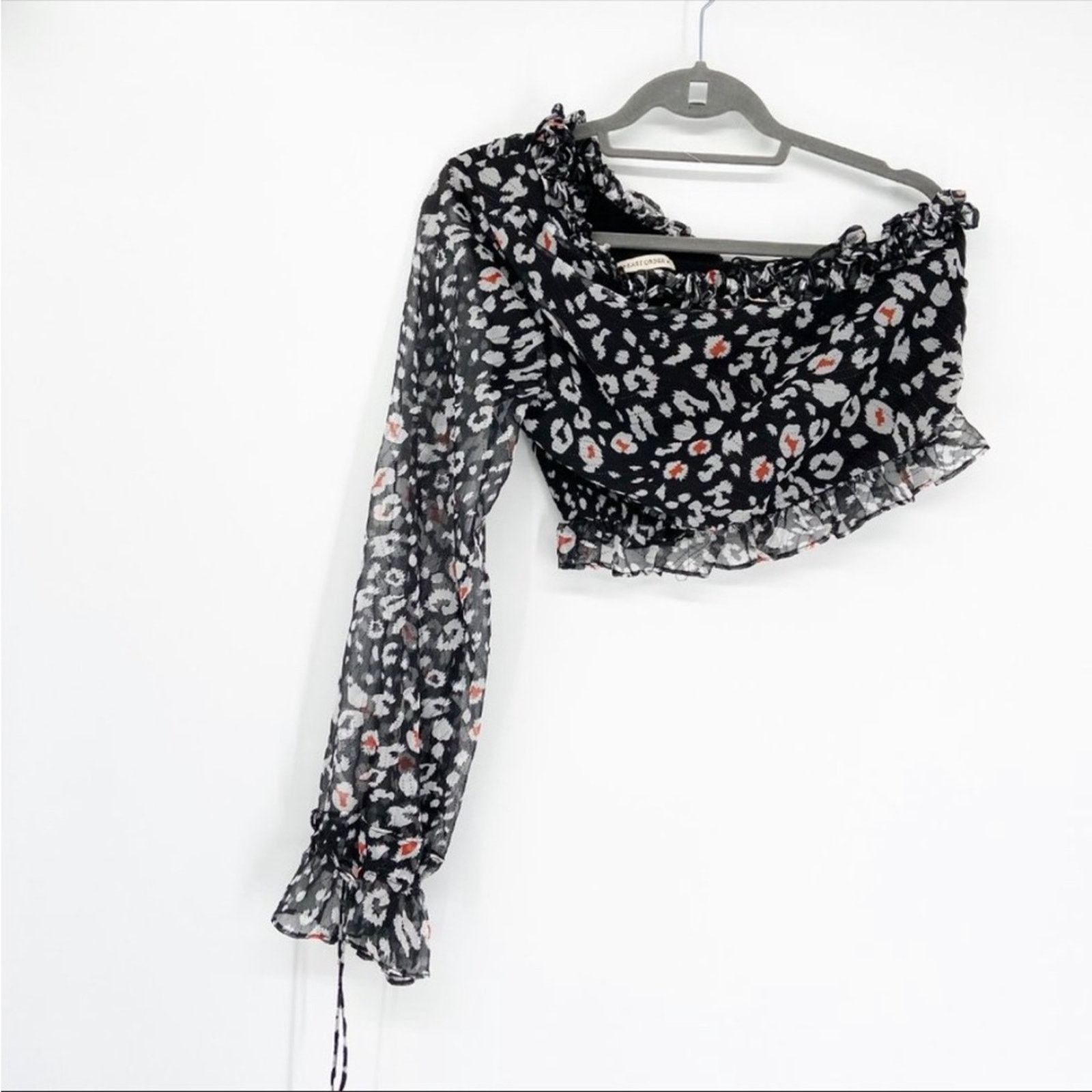 Anthropologie NEW REVOLVE Black White One Shoulder Tie Top Blouse Shirt Size M / US 6-8 / IT 42-44 - 2 Thumbnail