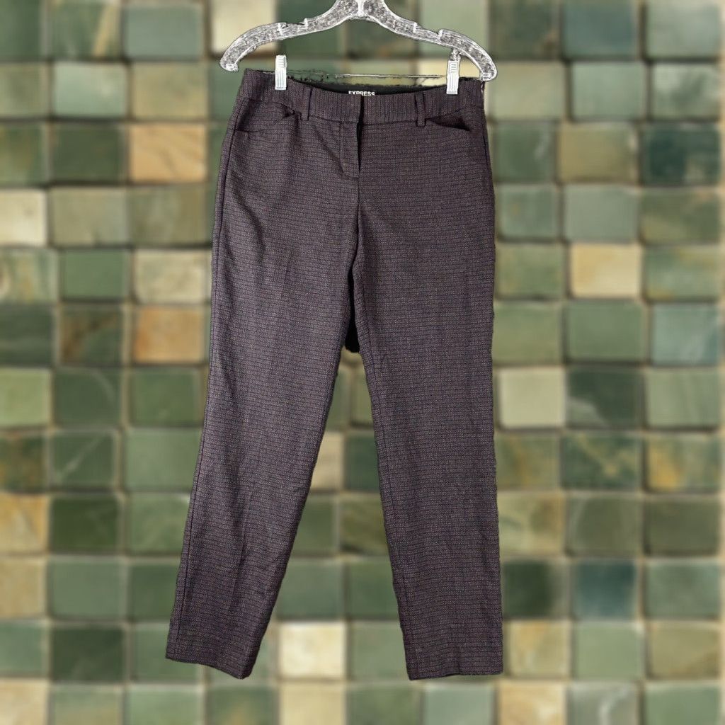 Express EXPRESS Editor Blue Red Tweed Dress Pants Ankle Women’s 2 R Size 26" / US 2 / IT 38 - 1 Thumbnail