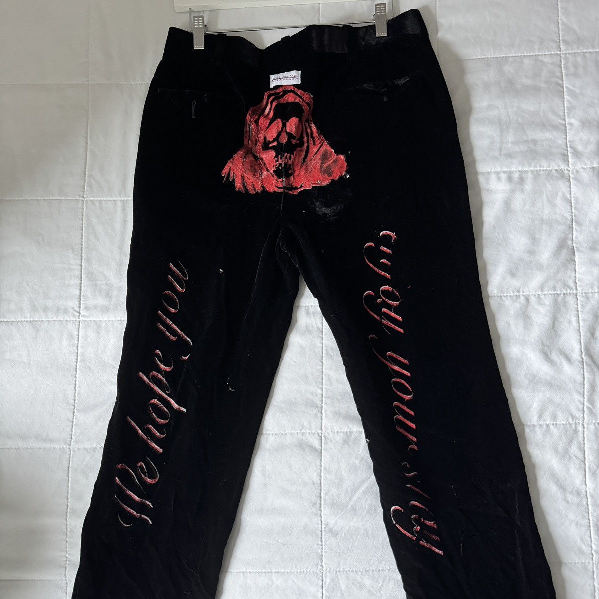 Vintage Vintage goth black & red velvet pants Size US 31 - 1 Thumbnail