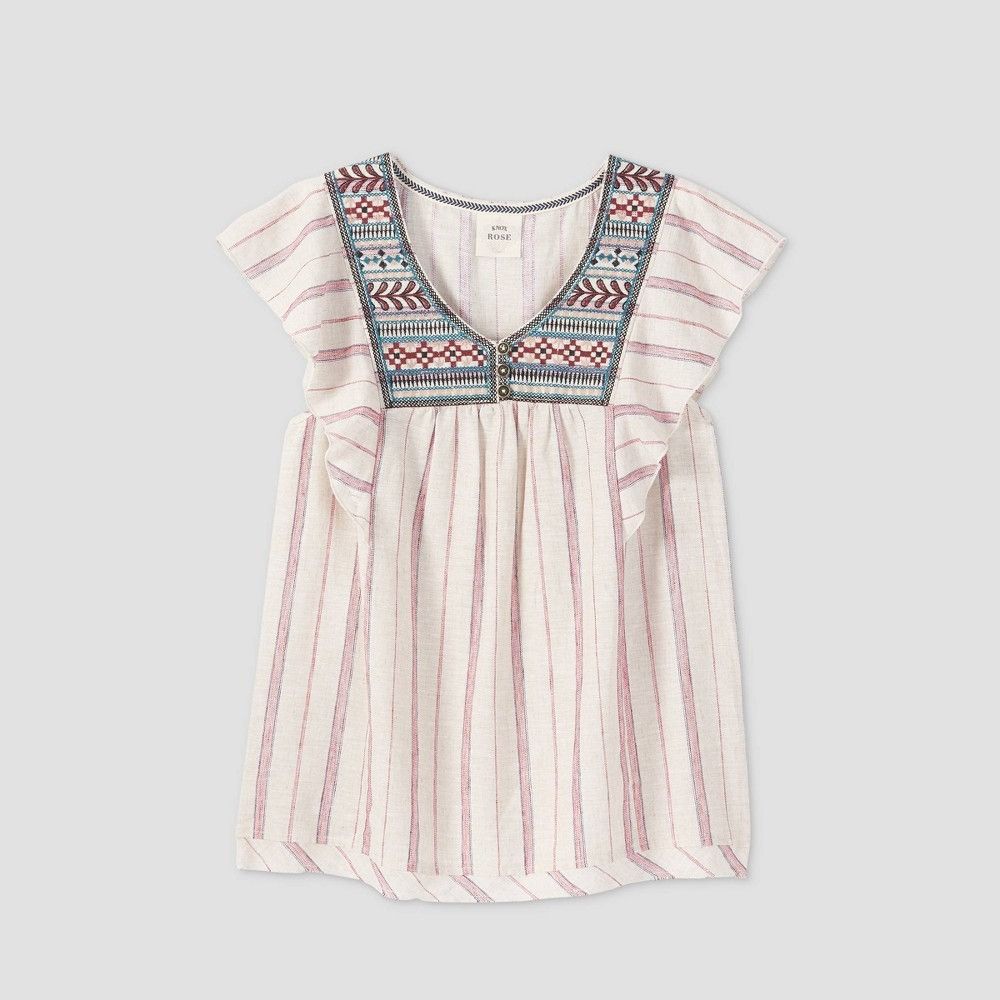Other Knox Rose S Embroidered Striped Cotton Linen Blend Sleeveles Size S / US 4 / IT 40 - 1 Thumbnail