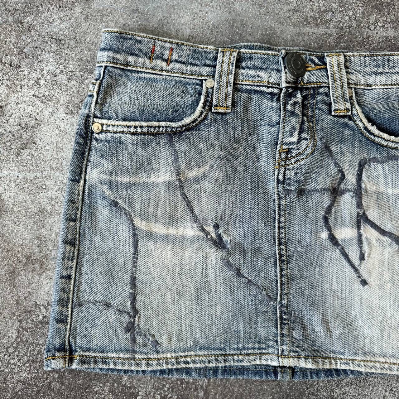 Hysteric Glamour Sexy Washed Blue Denim Mini Skirt (rick owens style) Size 30" / US 8 / IT 44 - 3 Thumbnail