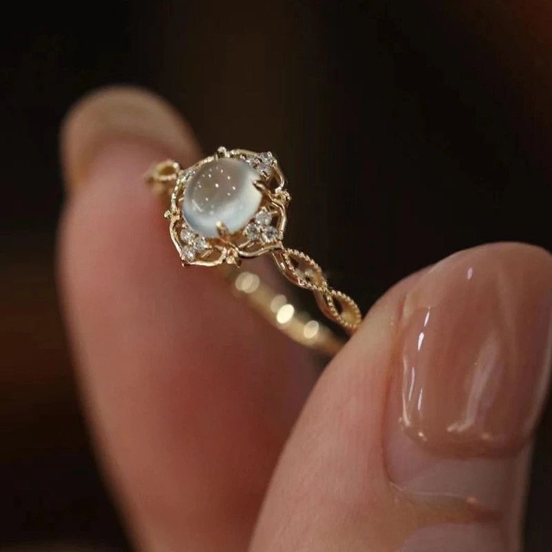 Jewelry Natural Moonstone Cats Eyes Ring Size ONE SIZE - 3 Thumbnail