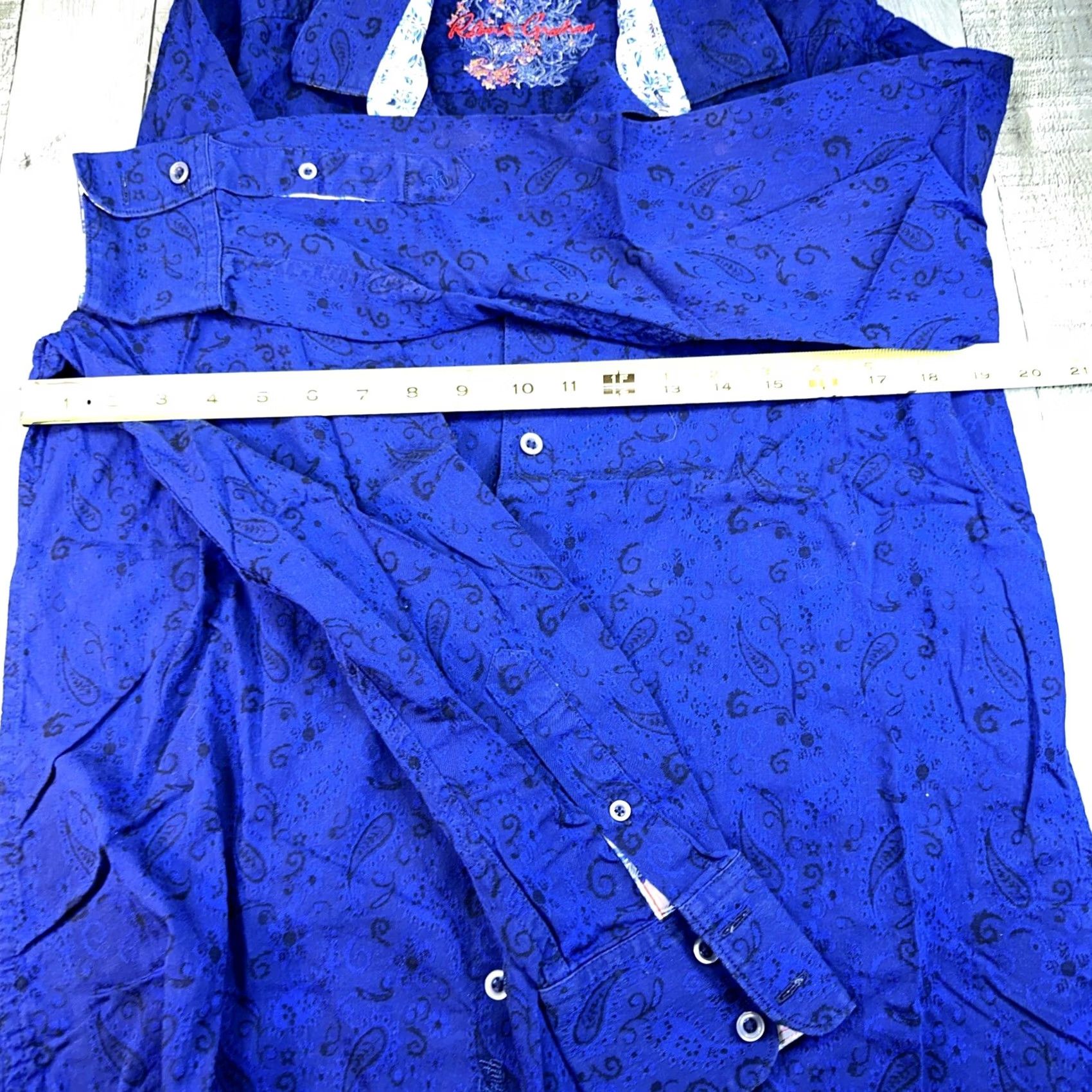 Robert Graham Robert Graham Shirt Men Small Button-Front Blue Geometric Paisley Flip Cuff Casual Short Sleeve? Size US S / EU 44-46 / 1 - 5 Thumbnail