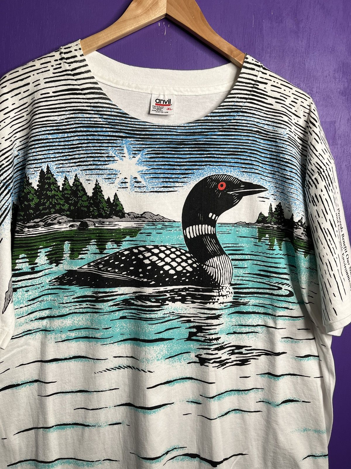 Vintage Vintage 90s Duck on the lake AOP t-shirt Size US XL / EU 56 / 4 - 3 Thumbnail