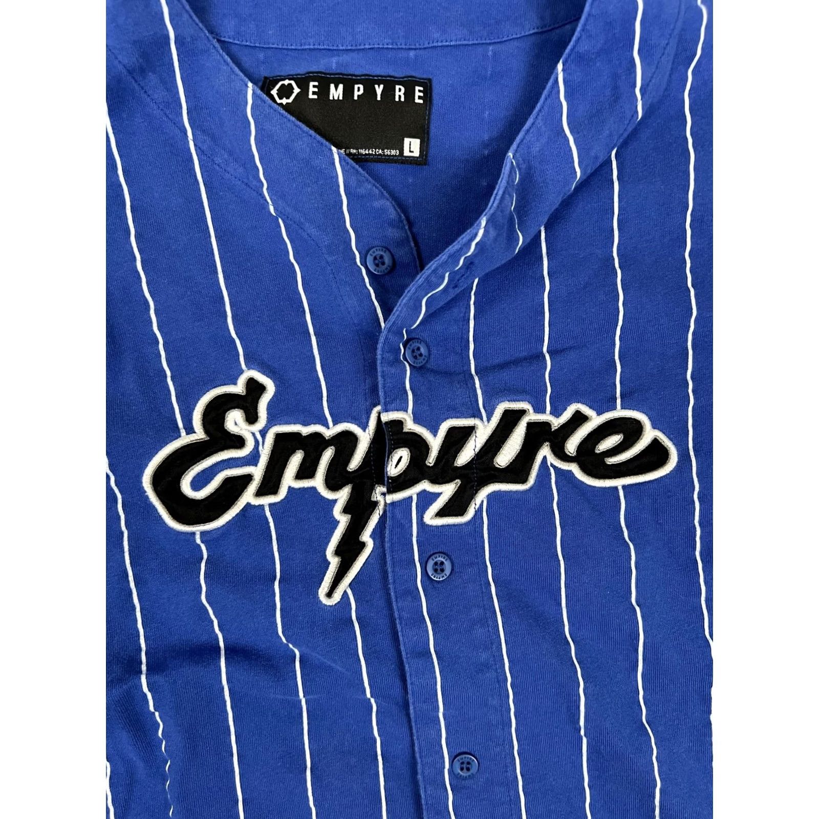Empyre Empyre Shirt Mens M/L Blue Pinstripe Short Sleeve Baseball Button Up READ Size US M / EU 48-50 / 2 - 2 Thumbnail