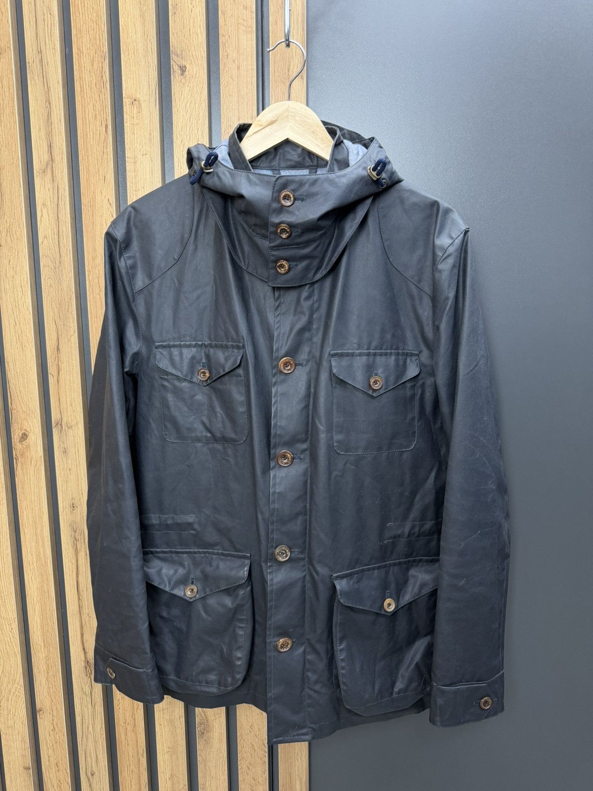 Other Pelikamo Zurich Waxed Hooded Jacket Navy Size 48 Size US M / EU 48-50 / 2 - 2 Thumbnail