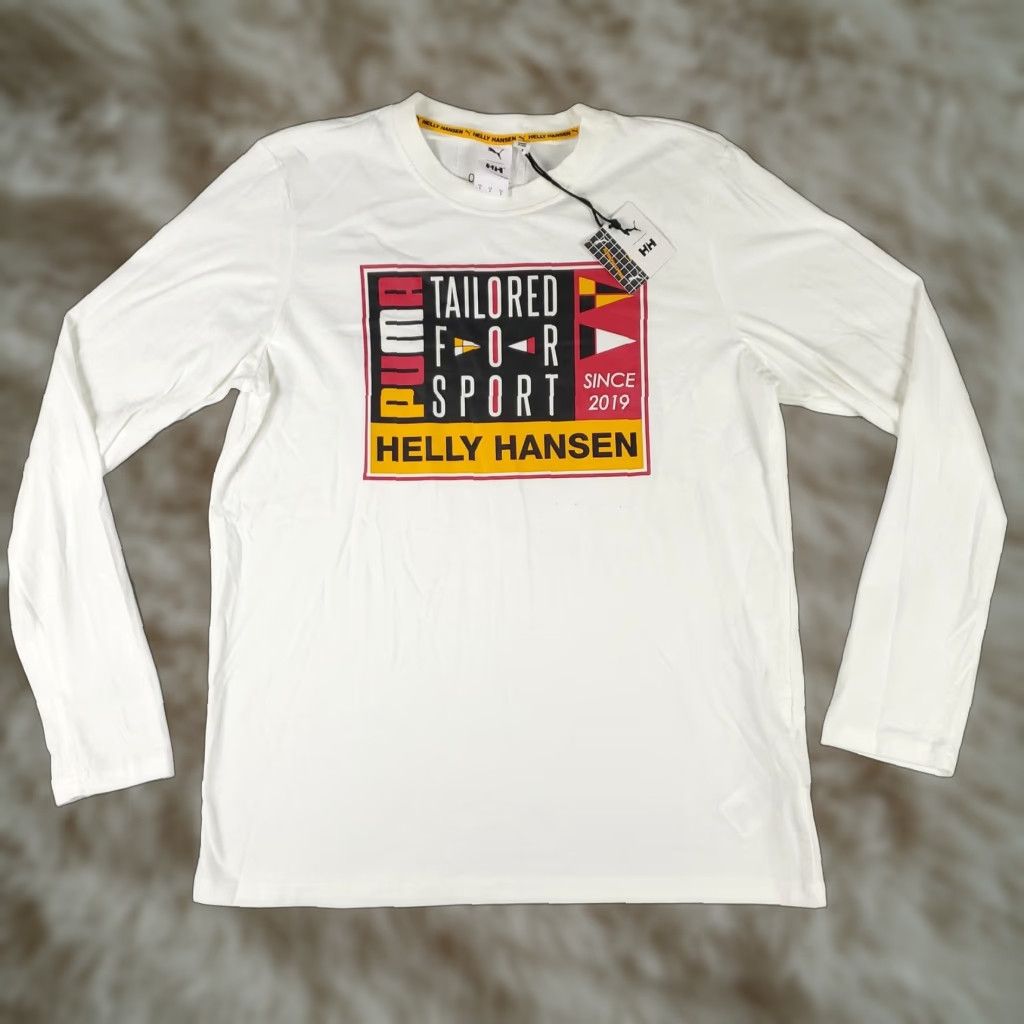 Puma PUMA Men's Long Sleeve T-Shirt White Regular Fit Cotton Logo Sports Outdoor Streetwear Size US S / EU 44-46 / 1 - 1 Thumbnail