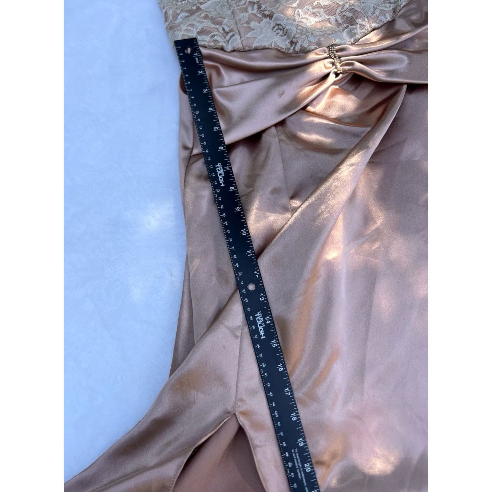 Vintage VINTAGE Dress Lace Satin Bustier Strapless Dusty Rose Pleated Beaded Rhinestone Square Neck Long A-Line Ball Gown 90s Women XS/S Ladies Size S / US 4 / IT 40 - 7 Thumbnail
