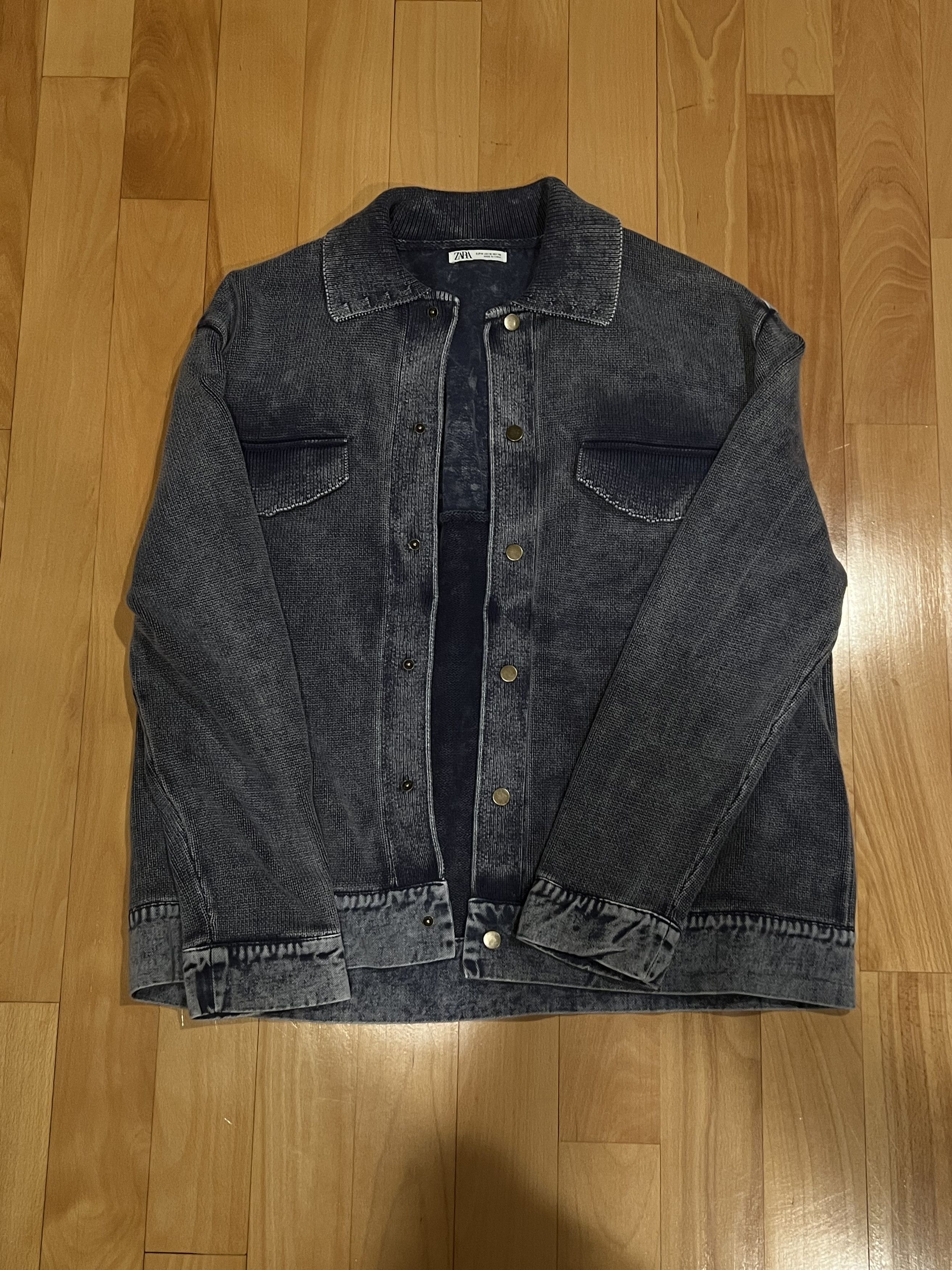 Zara Zara Men's Dark Blue Vintage Wash Jacket Size US M / EU 48-50 / 2 - 1 Thumbnail