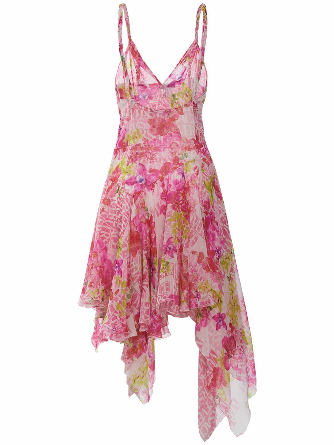 Versace o1y0226 Silk Midi Dress in Multicolor Size S / US 4 / IT 40 - 2 Thumbnail