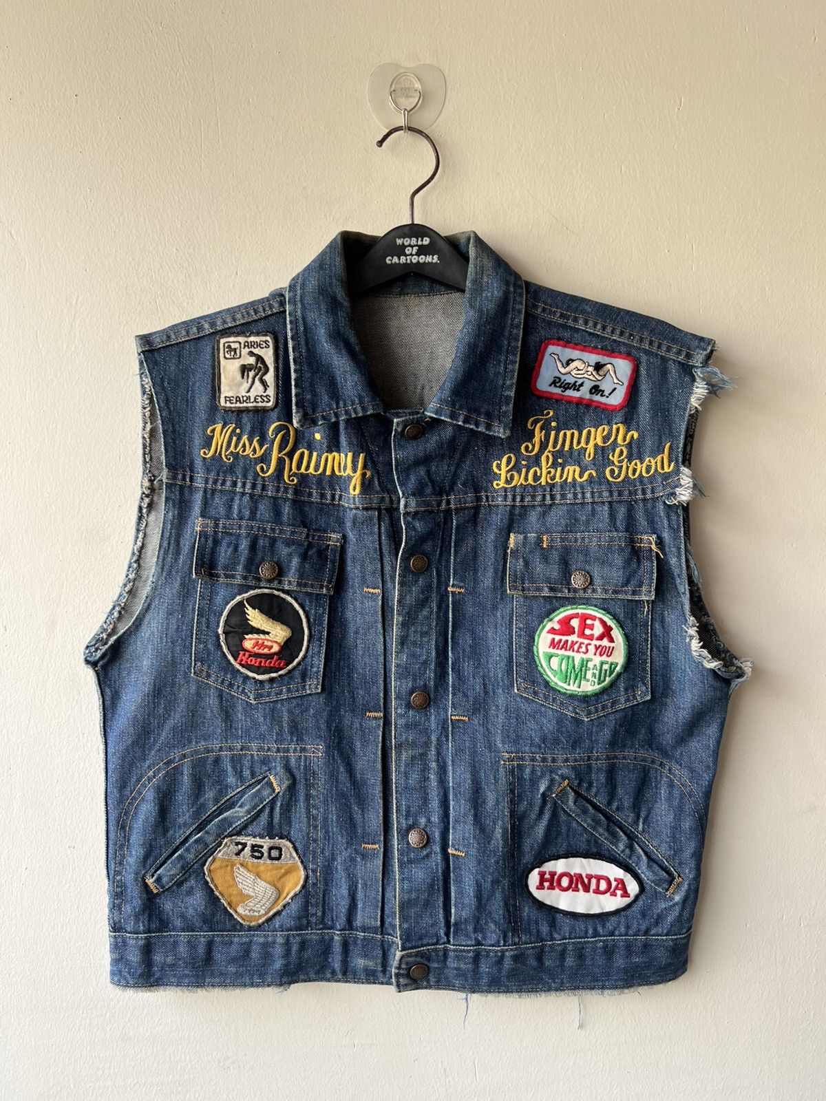 Vintage RARE! 60s Hippie Selvedge Denim Vest Size US L / EU 52-54 / 3 - 4 Thumbnail