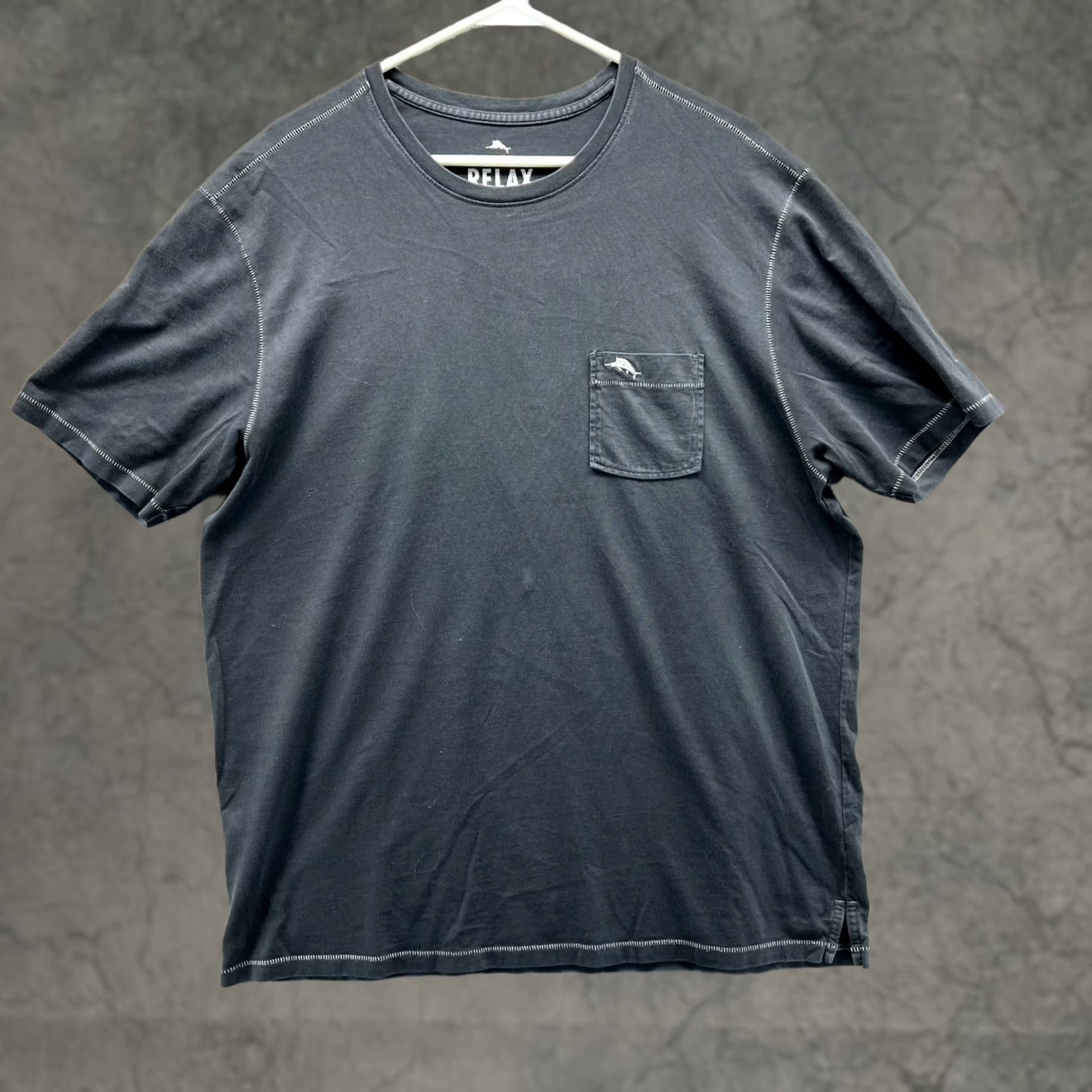 Tommy Bahama Tommy Bahama Mens Large Grey Crewneck Relax Pima Cotton Marlin Pocket Tee Size US L / EU 52-54 / 3 - 1 Thumbnail