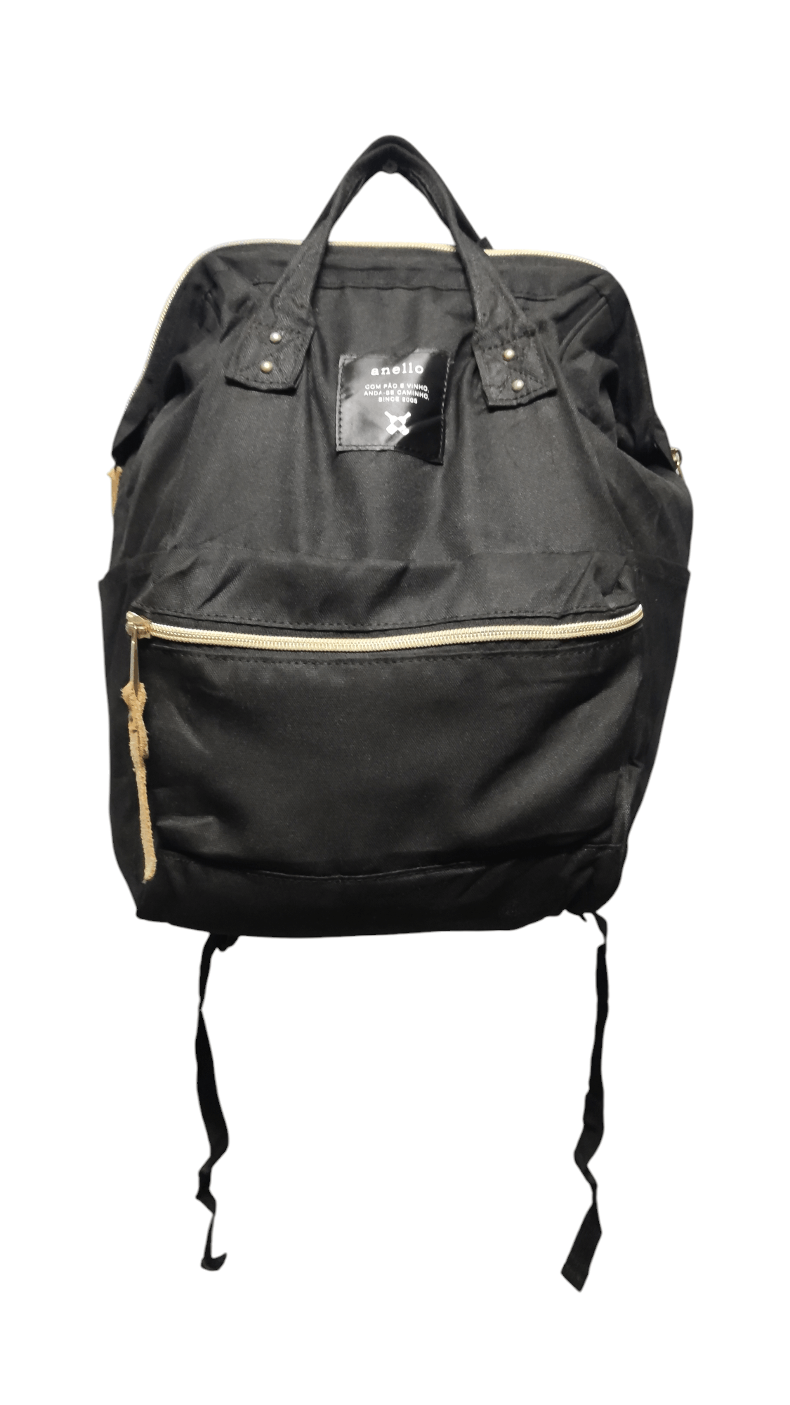 Japanese Brand Anello Black Canvas Backpack w Gold Hardware Size ONE SIZE - 1 Thumbnail