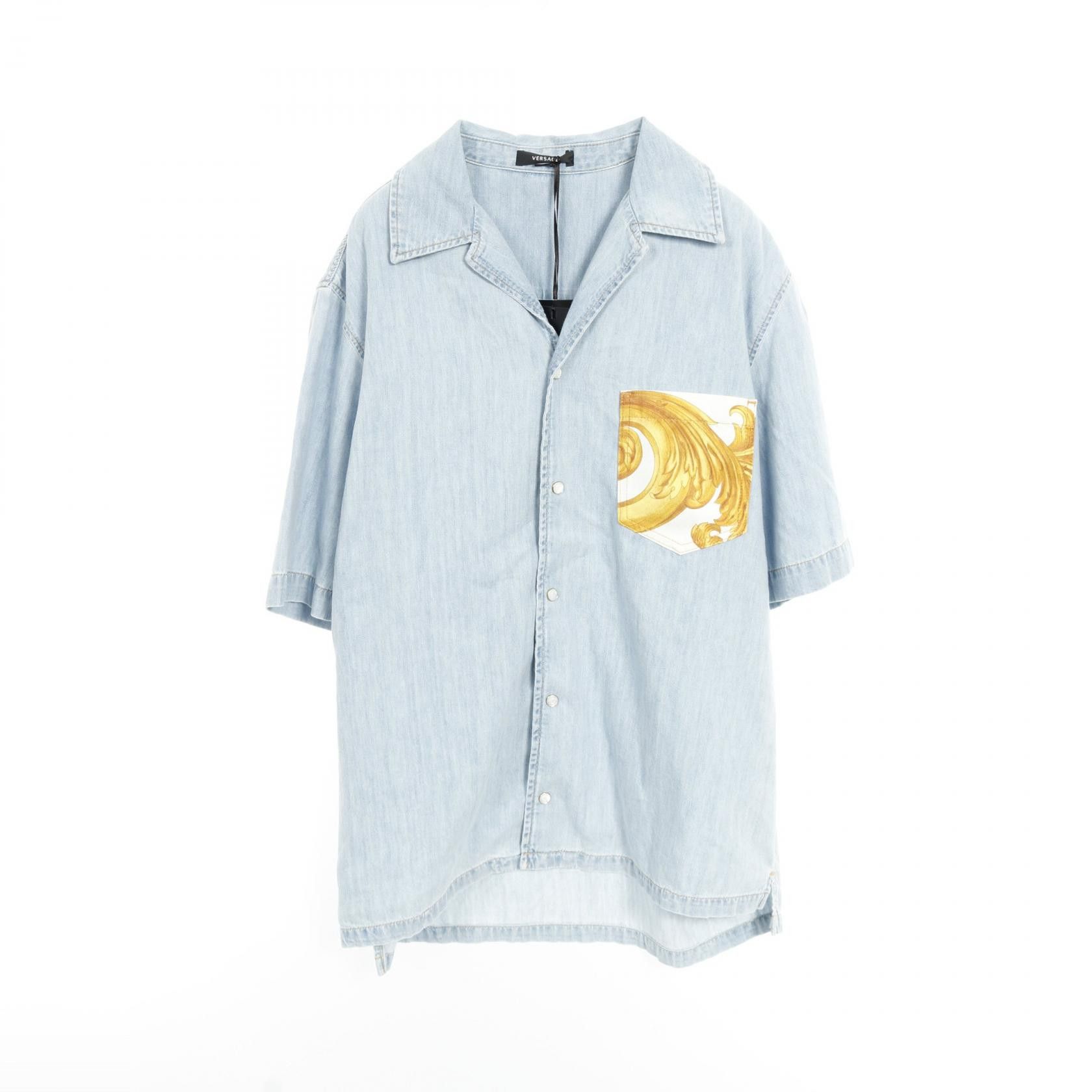 Versace Versace Denim Cotton Top Cotton Tops 1014409 1A10 DUTY FREE for USA