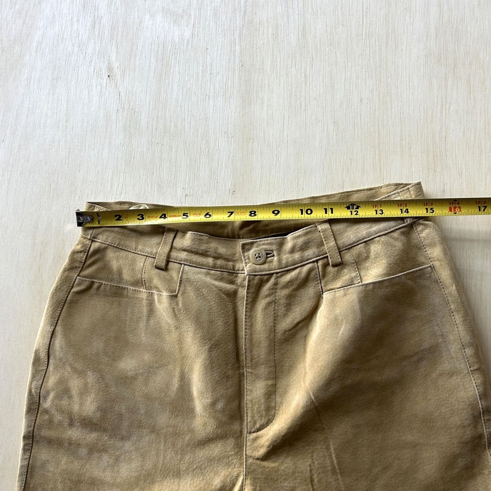 Vintage VINTAGE Sonoma Dress Pants Womens 10 Beige Suede Leather Straight Leg Lined Pockets Size 32" / US 10 / IT 46 - 4 Thumbnail