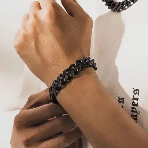Jewelry Black Titanium Steel Bracelet Size ONE SIZE - 1 Thumbnail