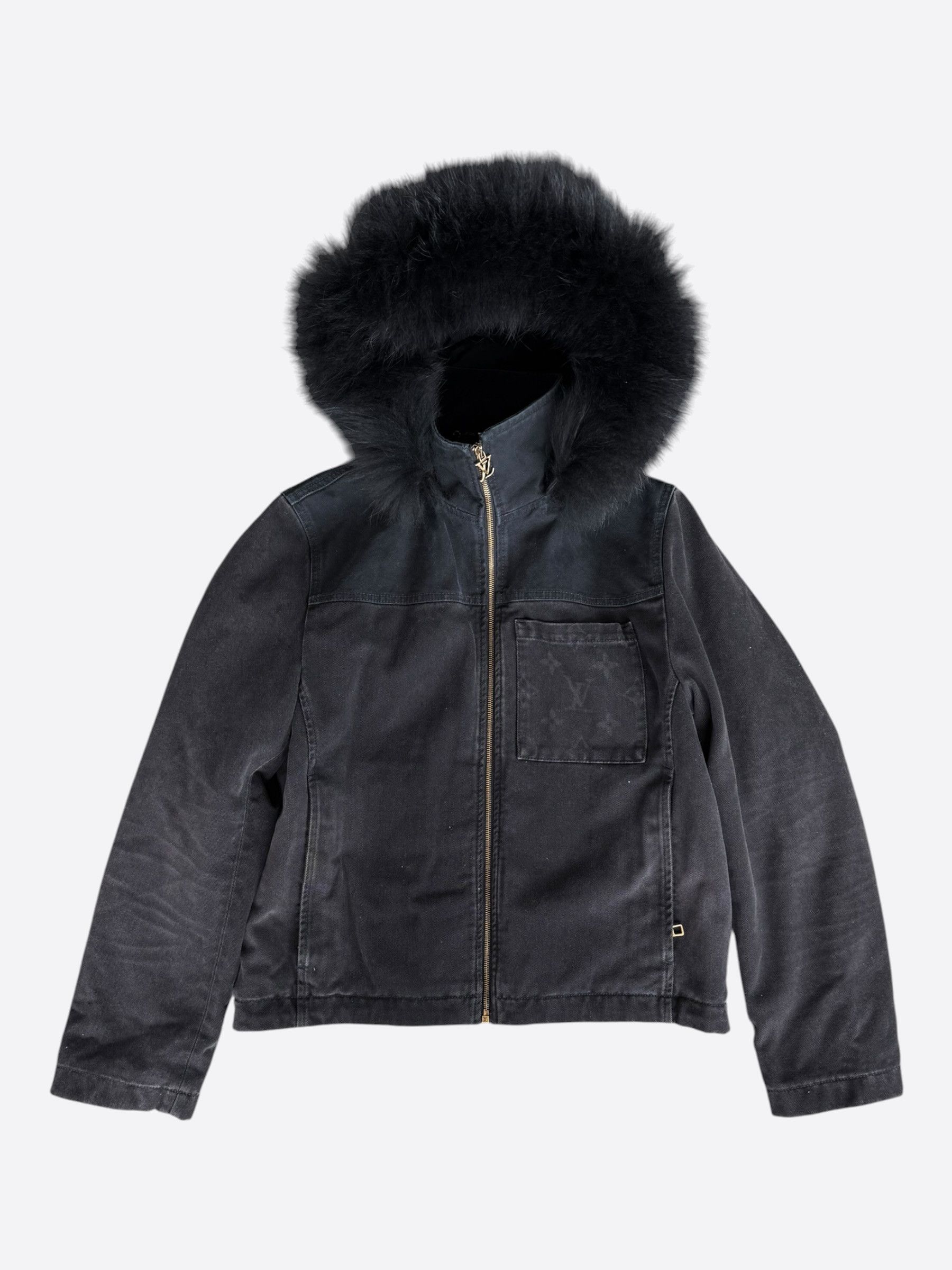 Louis Vuitton Louis Vuitton Black Monogram Fur Hooded Jacket Size US XS / EU 42 / 0 - 1 Thumbnail